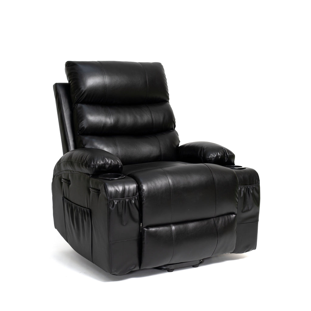 Fauteuil inclinable électrique à levage électrique de grande taille 21W, massage vibratoire à 8 points et chaleur lombaire, télécommande, poches latérales, porte-gobelets
