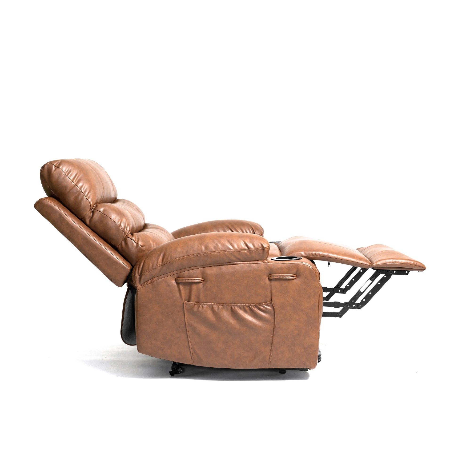 Fauteuil inclinable électrique à levage électrique de grande taille 21W, massage vibratoire à 8 points et chaleur lombaire, télécommande, poches latérales, porte-gobelets