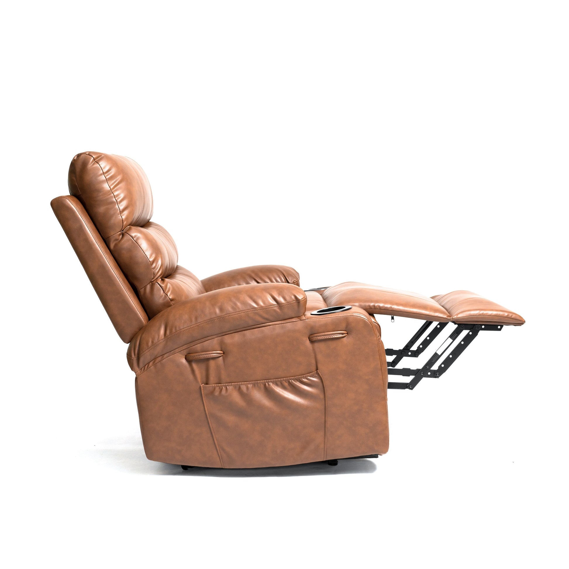 Fauteuil inclinable électrique à levage électrique de grande taille 21W, massage vibratoire à 8 points et chaleur lombaire, télécommande, poches latérales, porte-gobelets