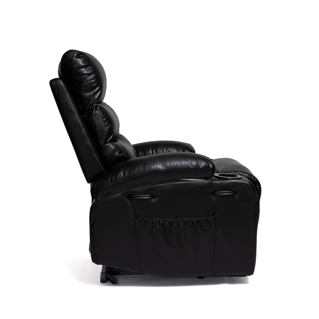 Fauteuil inclinable électrique à levage électrique de grande taille 21W, massage vibratoire à 8 points et chaleur lombaire, télécommande, poches latérales, porte-gobelets