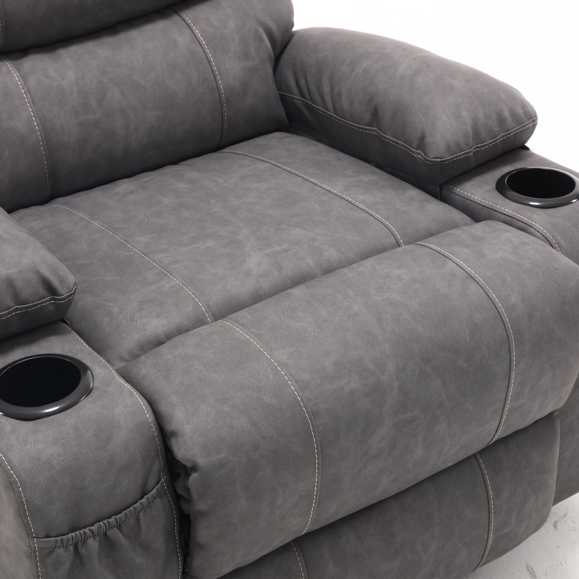 Fauteuil inclinable électrique à levage électrique de grande taille 21W, massage vibratoire à 8 points et chaleur lombaire, télécommande, poches latérales, porte-gobelets