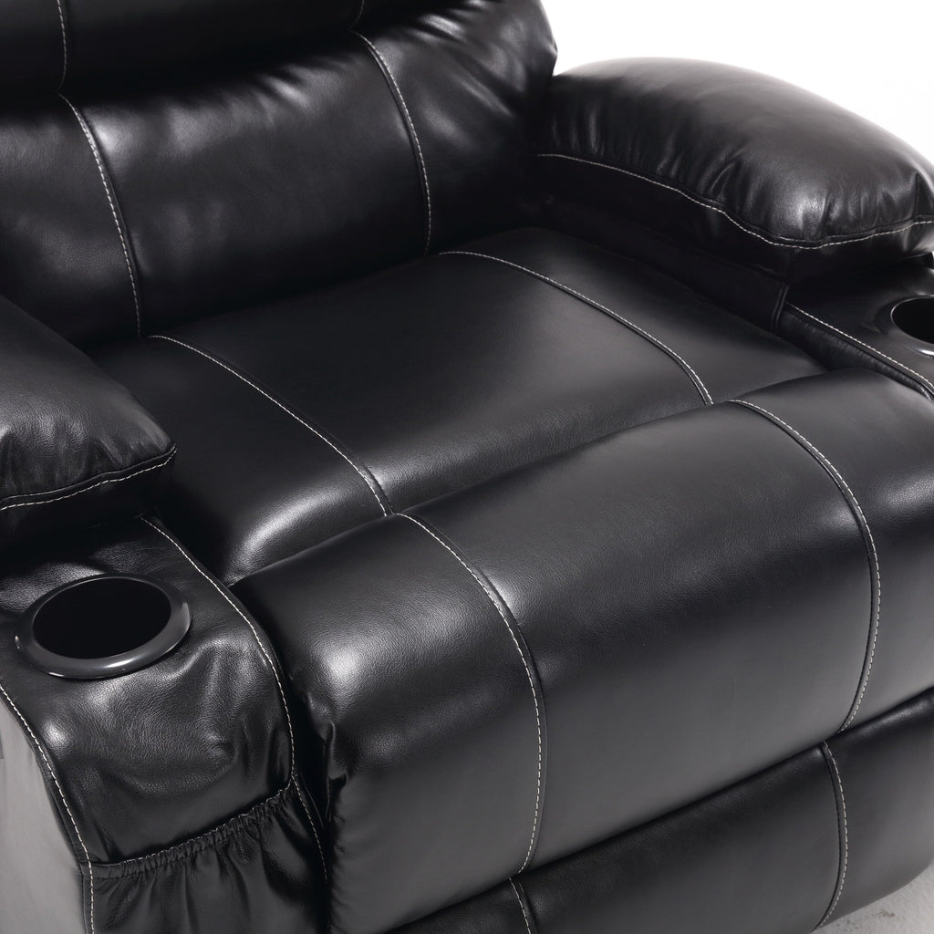 Fauteuil inclinable électrique à levage électrique de grande taille 21W, massage vibratoire à 8 points et chaleur lombaire, télécommande, poches latérales, porte-gobelets
