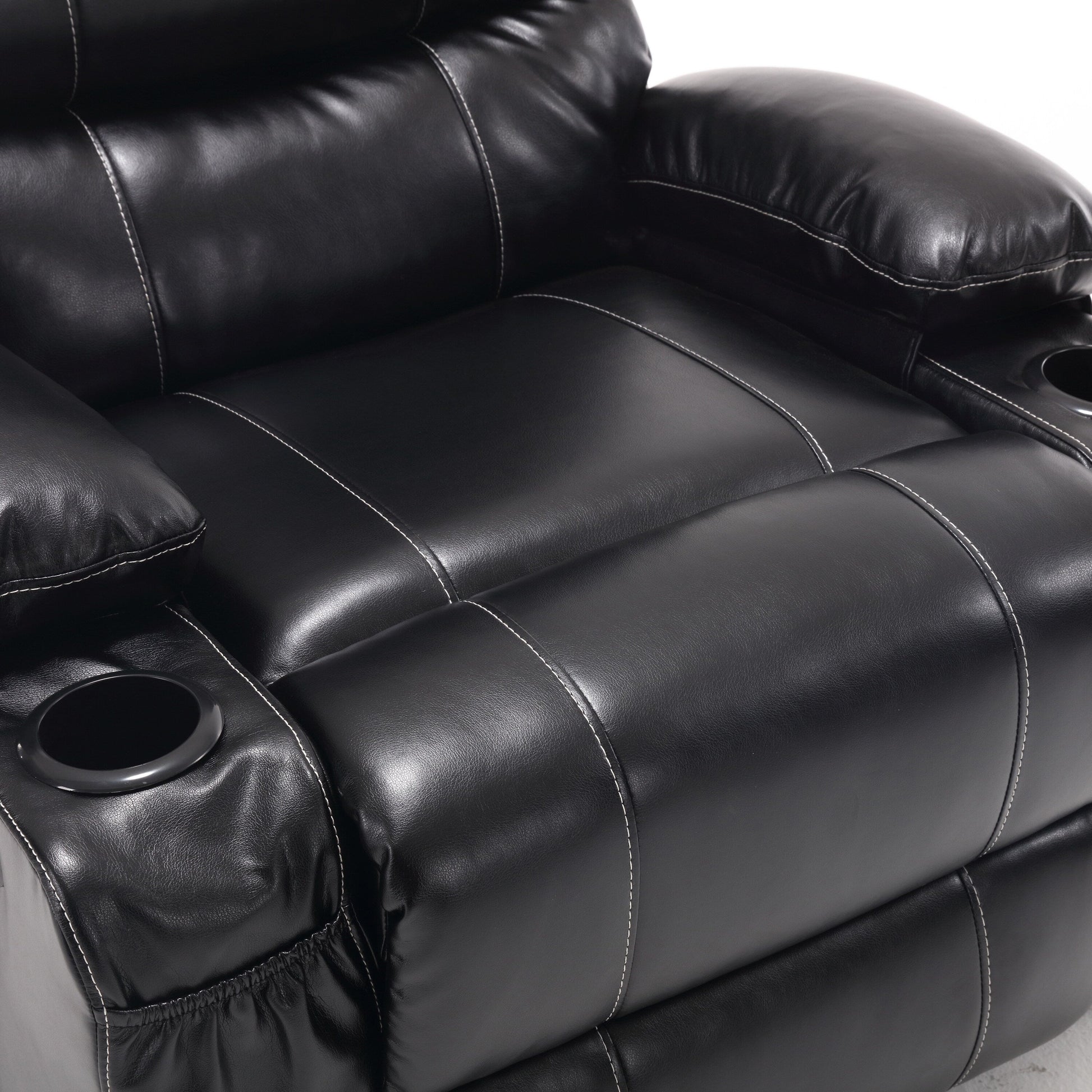 Fauteuil inclinable électrique à levage électrique de grande taille 21W, massage vibratoire à 8 points et chaleur lombaire, télécommande, poches latérales, porte-gobelets