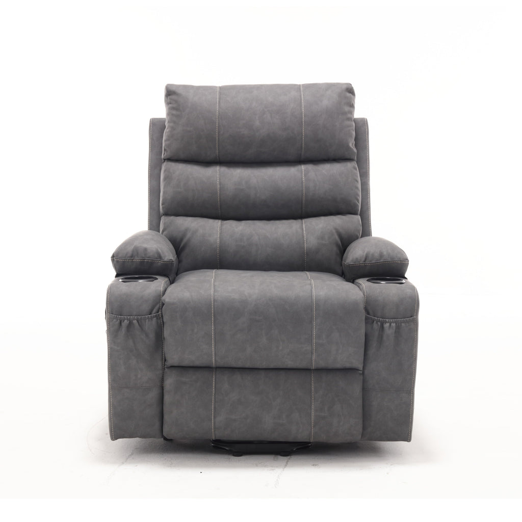 Fauteuil inclinable électrique à levage électrique de grande taille 21W, massage vibratoire à 8 points et chaleur lombaire, télécommande, poches latérales, porte-gobelets