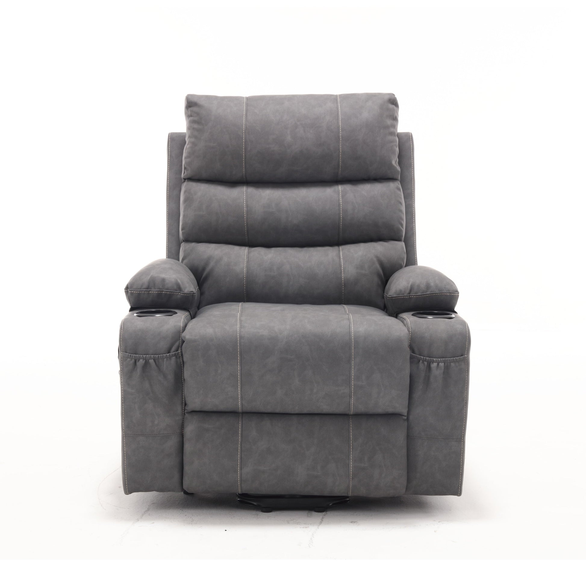 Fauteuil inclinable électrique à levage électrique de grande taille 21W, massage vibratoire à 8 points et chaleur lombaire, télécommande, poches latérales, porte-gobelets