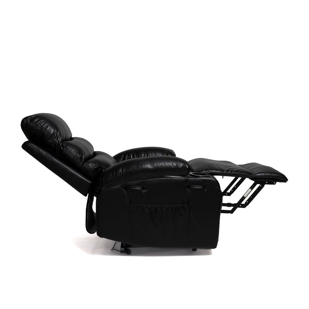 Fauteuil inclinable électrique à levage électrique de grande taille 21W, massage vibratoire à 8 points et chaleur lombaire, télécommande, poches latérales, porte-gobelets