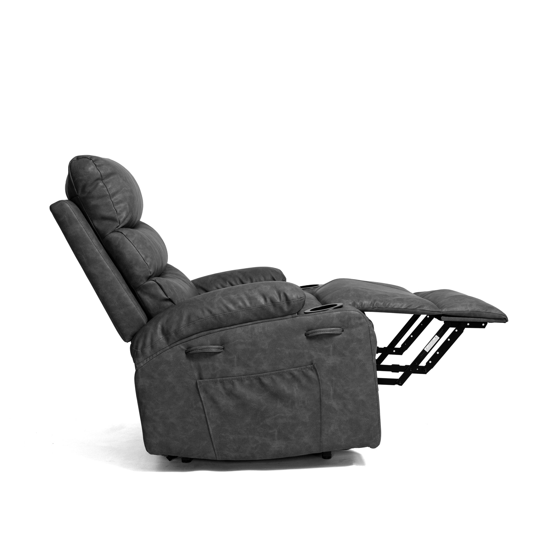 Fauteuil inclinable électrique à levage électrique de grande taille 21W, massage vibratoire à 8 points et chaleur lombaire, télécommande, poches latérales, porte-gobelets
