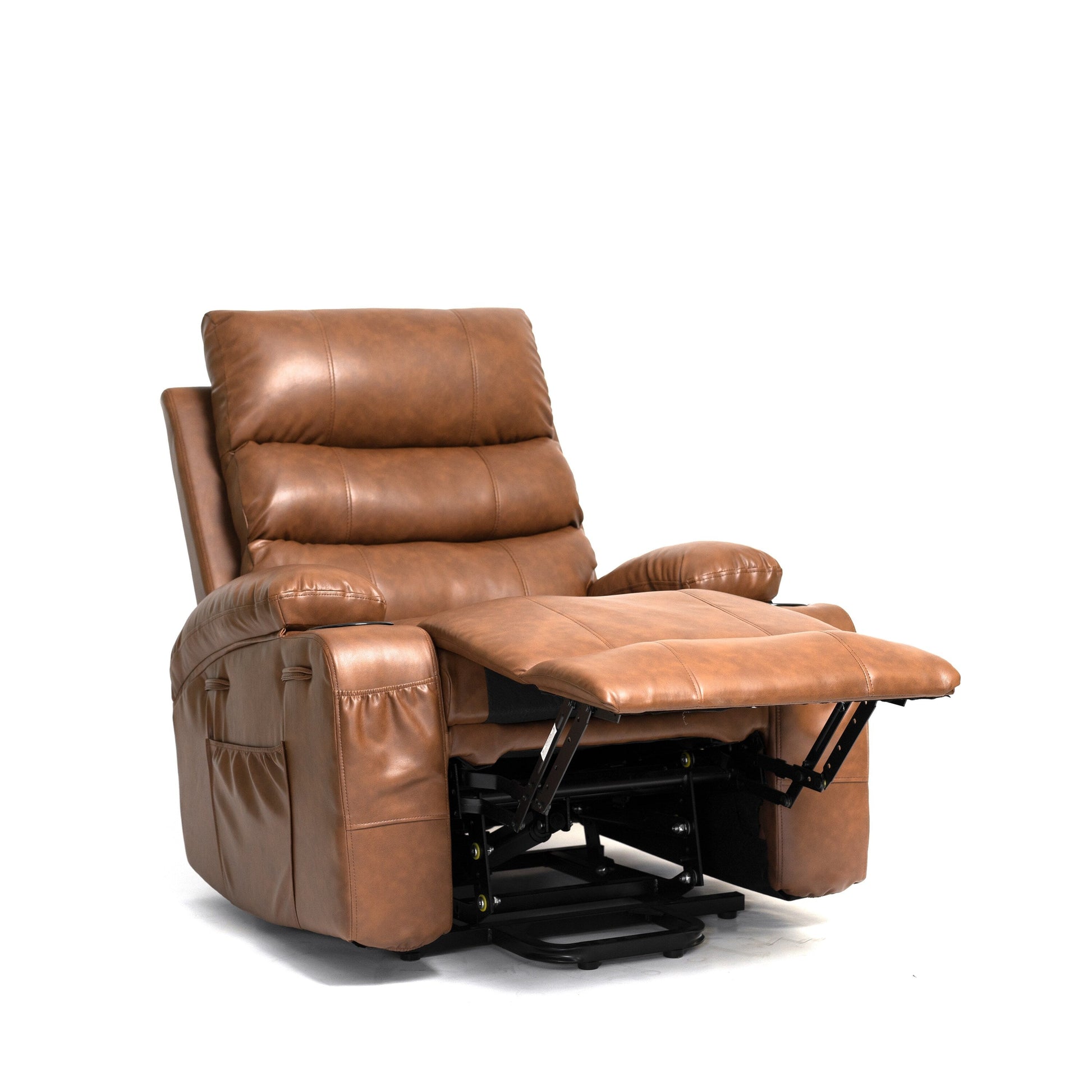 Fauteuil inclinable électrique à levage électrique de grande taille 21W, massage vibratoire à 8 points et chaleur lombaire, télécommande, poches latérales, porte-gobelets