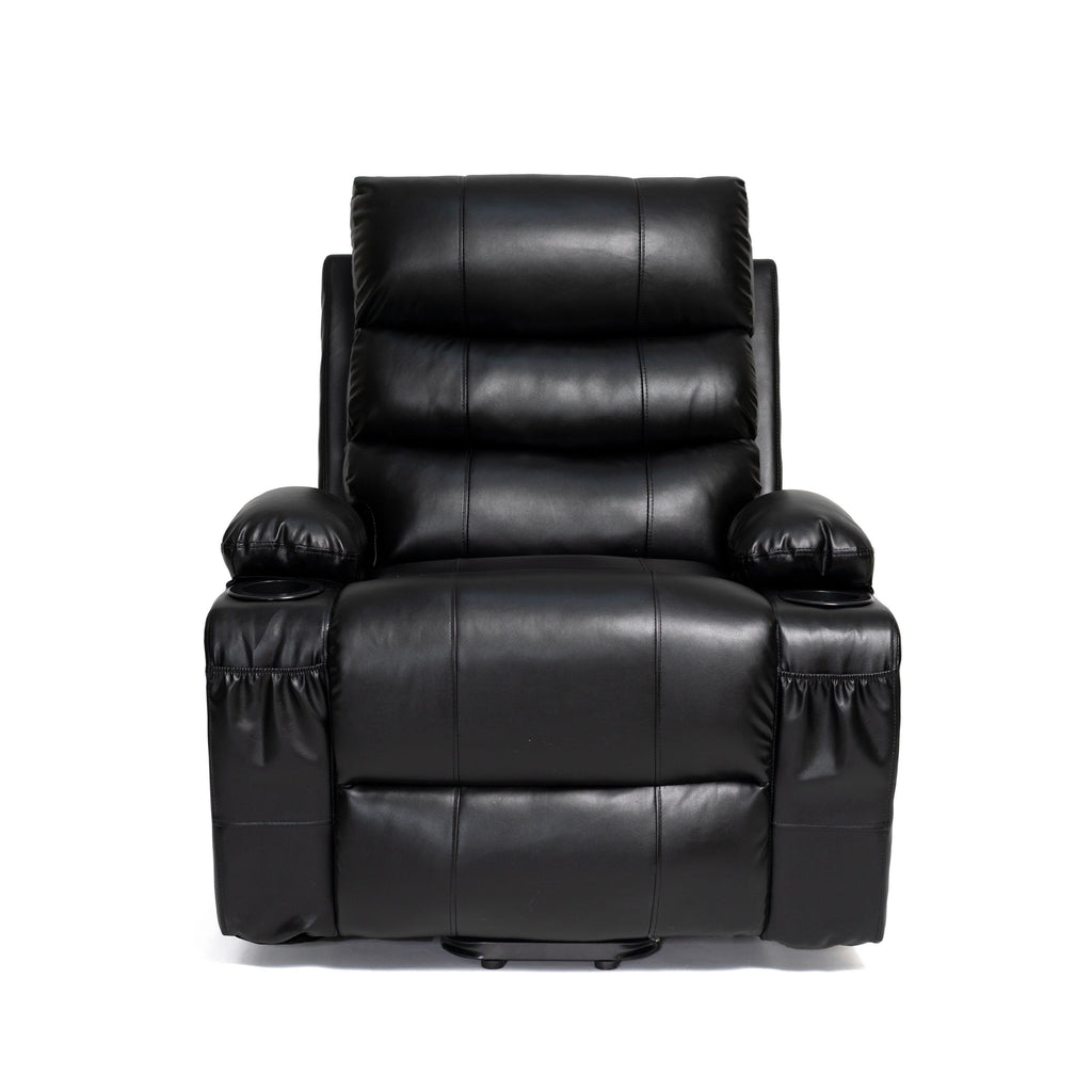 Fauteuil inclinable électrique à levage électrique de grande taille 21W, massage vibratoire à 8 points et chaleur lombaire, télécommande, poches latérales, porte-gobelets