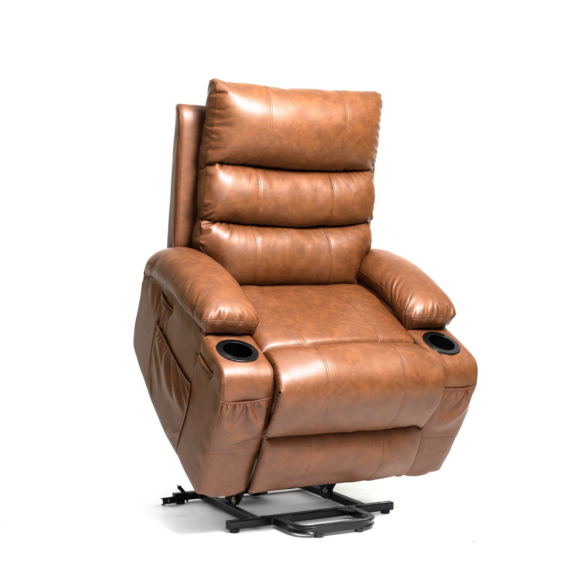 Fauteuil inclinable électrique à levage électrique de grande taille 21W, massage vibratoire à 8 points et chaleur lombaire, télécommande, poches latérales, porte-gobelets