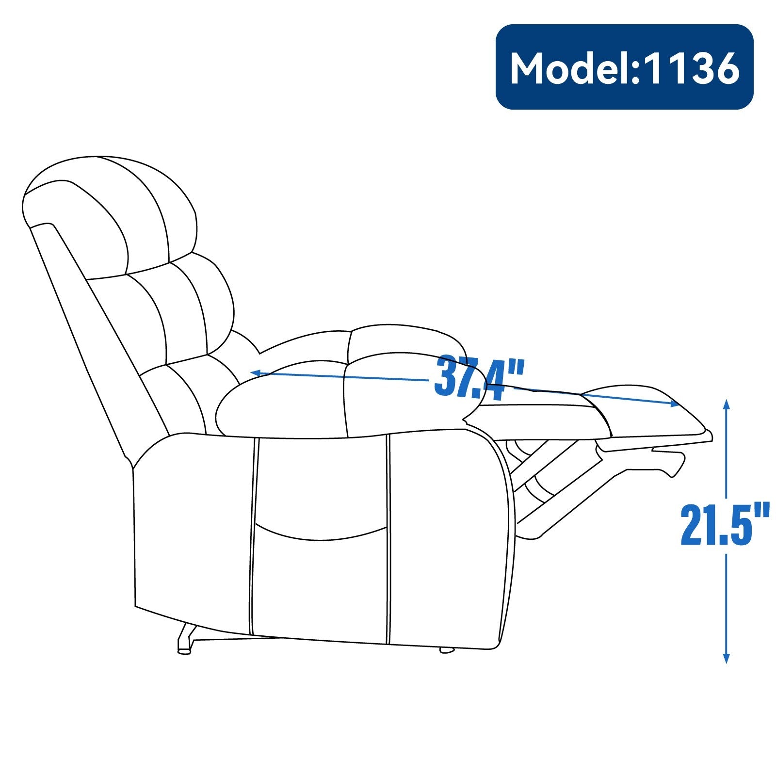 Fauteuil inclinable électrique à large dossier et à large assise (23 pouces) en chenille, avec massage vibratoire à 8 points et chaleur lombaire.