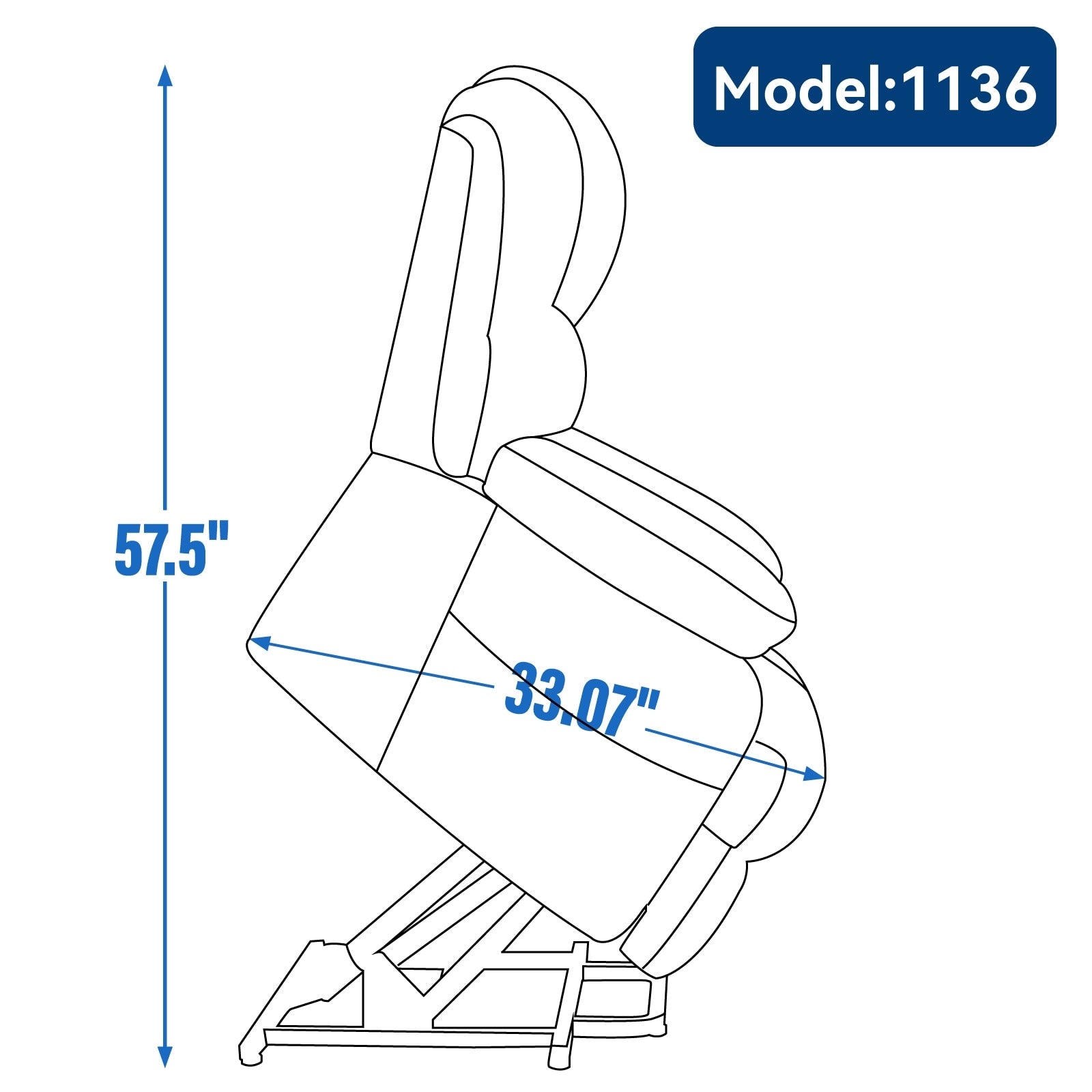 Fauteuil inclinable électrique à large dossier et à large assise (23 pouces) en chenille, avec massage vibratoire à 8 points et chauffage lombaire.