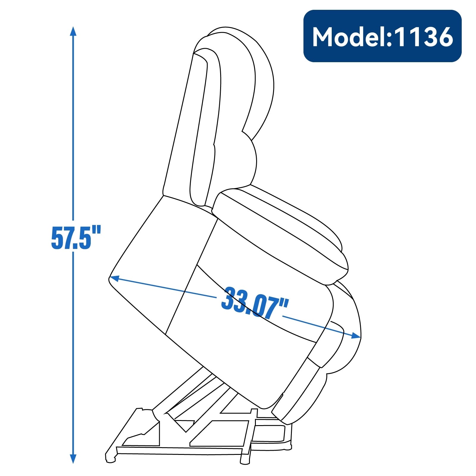 Fauteuil inclinable électrique à large dossier et à large assise (23 pouces) en chenille, avec massage vibratoire à 8 points et chauffage lombaire.