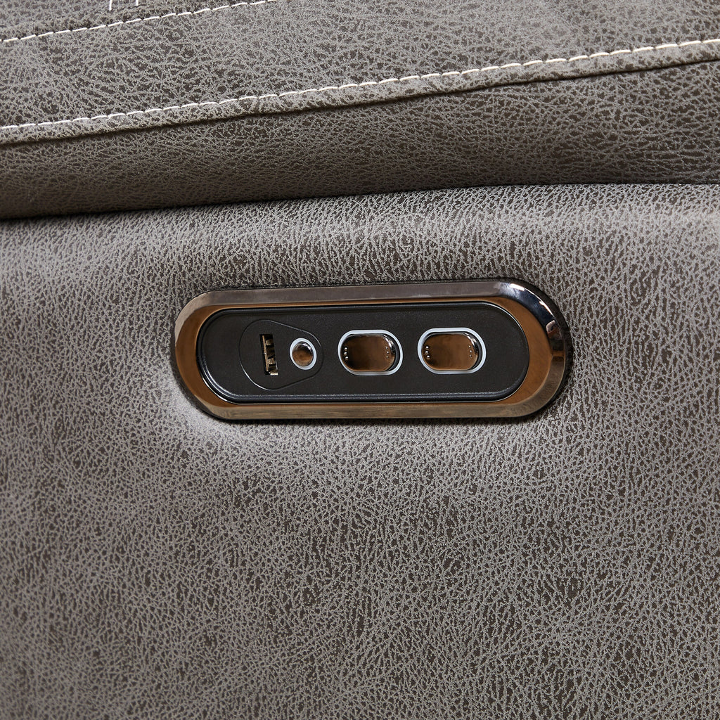 Fauteuil inclinable pivotant à 240° avec double moteur, appuie-tête électrique, positions d'inclinaison infinies, ports de charge USB et repose-pieds.