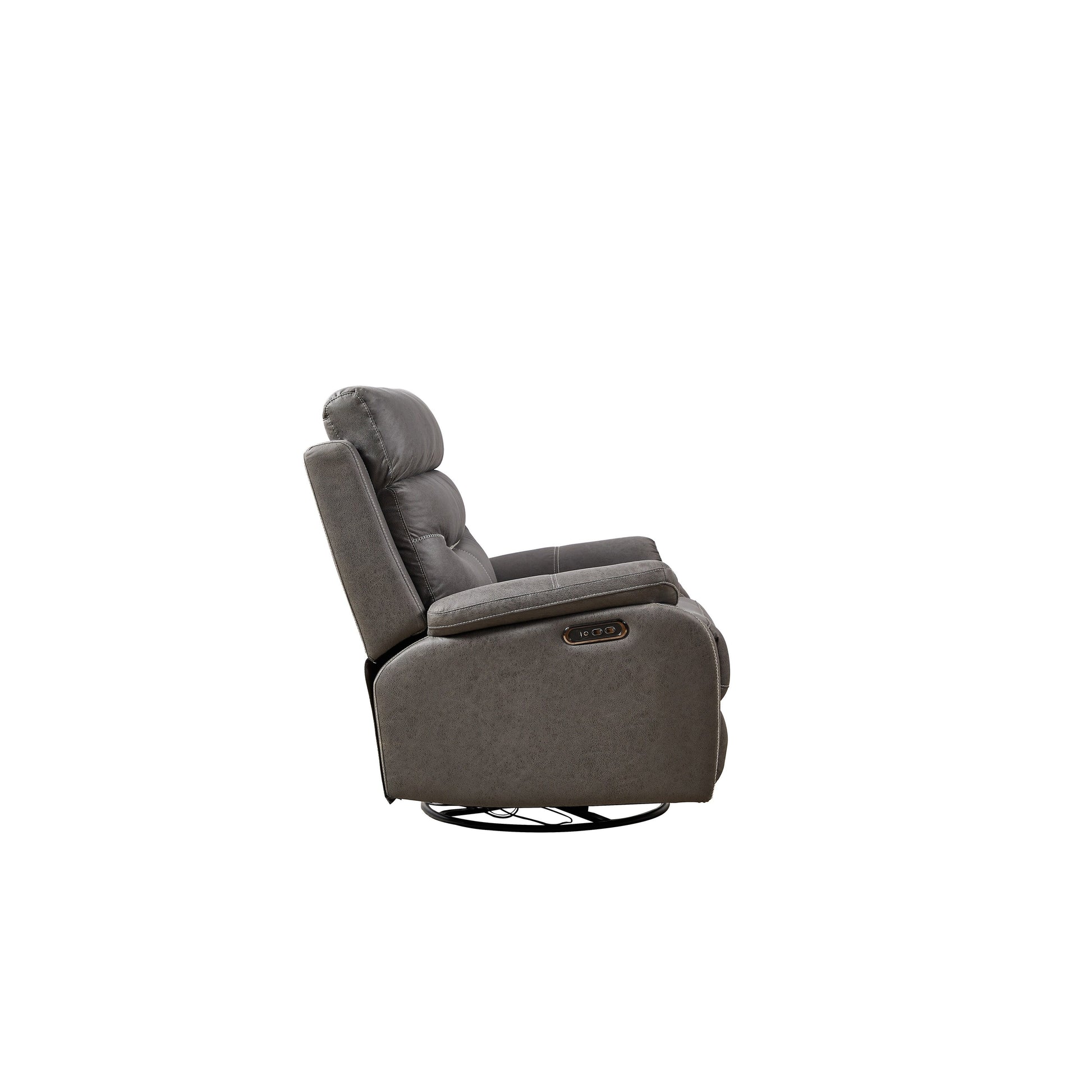 Fauteuil inclinable pivotant à 240° avec double moteur, appuie-tête électrique, positions d'inclinaison infinies, ports de charge USB et repose-pieds.