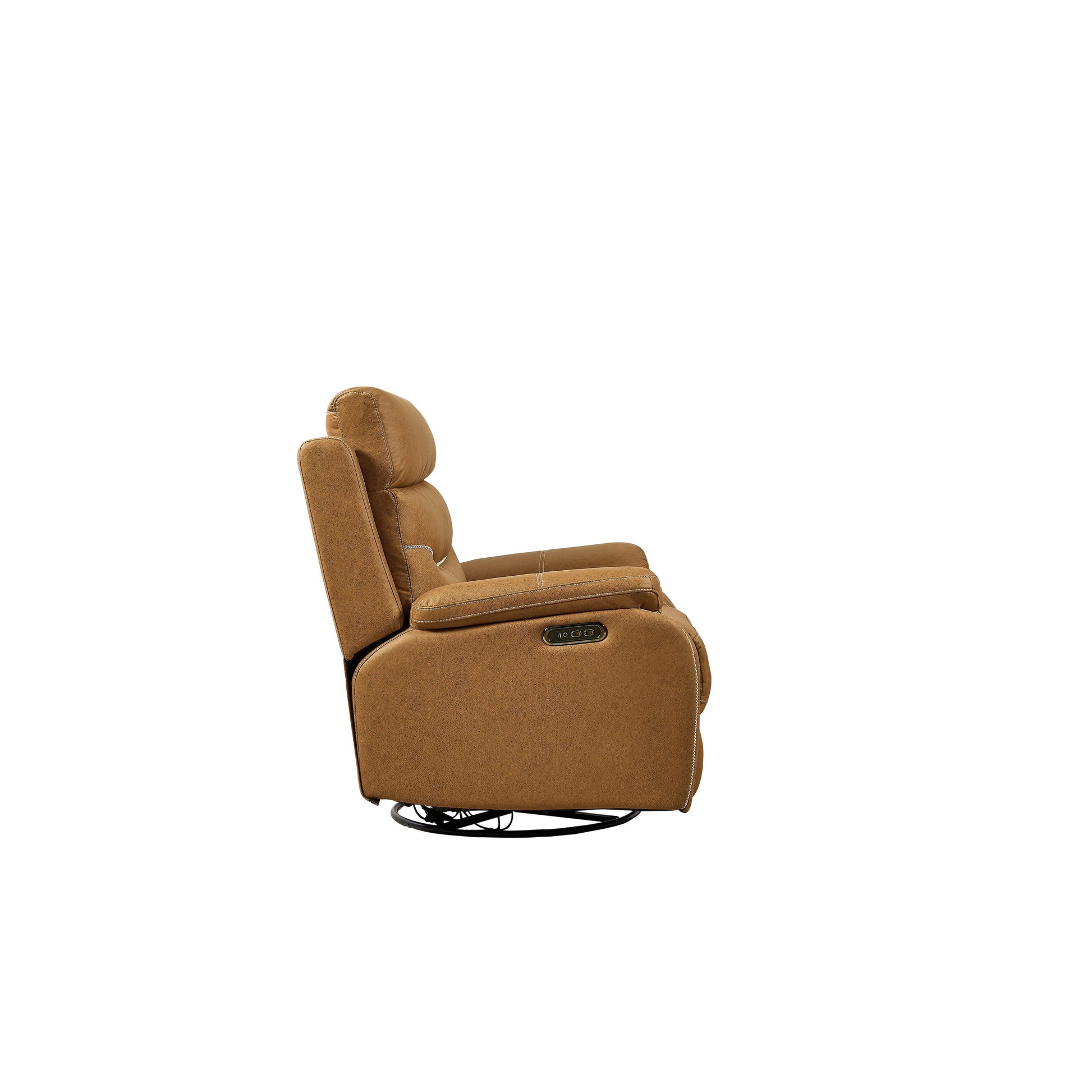 Fauteuil inclinable pivotant à 240° avec double moteur, appuie-tête électrique, positions d'inclinaison infinies, ports de charge USB et repose-pieds.