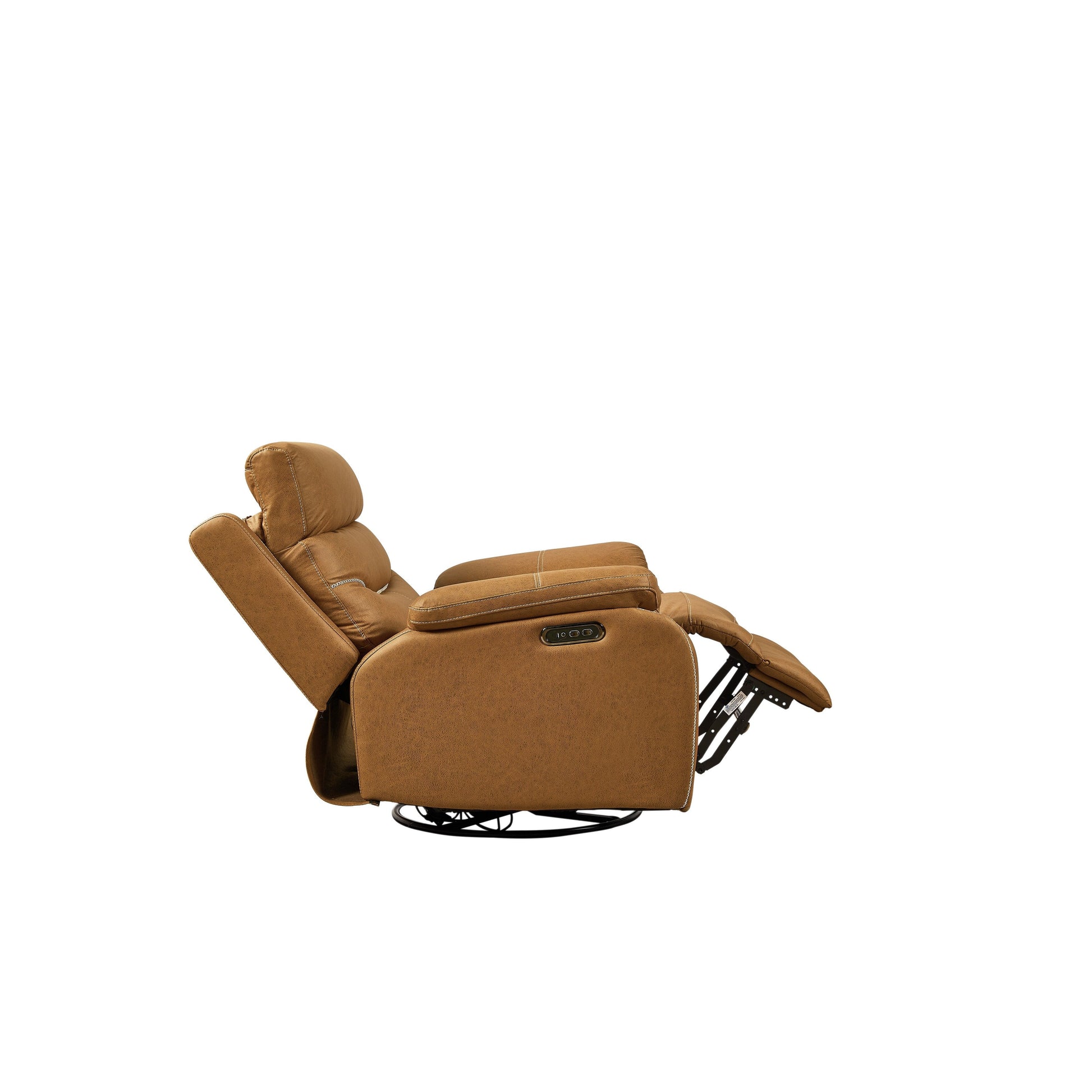Fauteuil inclinable pivotant à 240° avec double moteur, appuie-tête électrique, positions d'inclinaison infinies, ports de charge USB et repose-pieds.