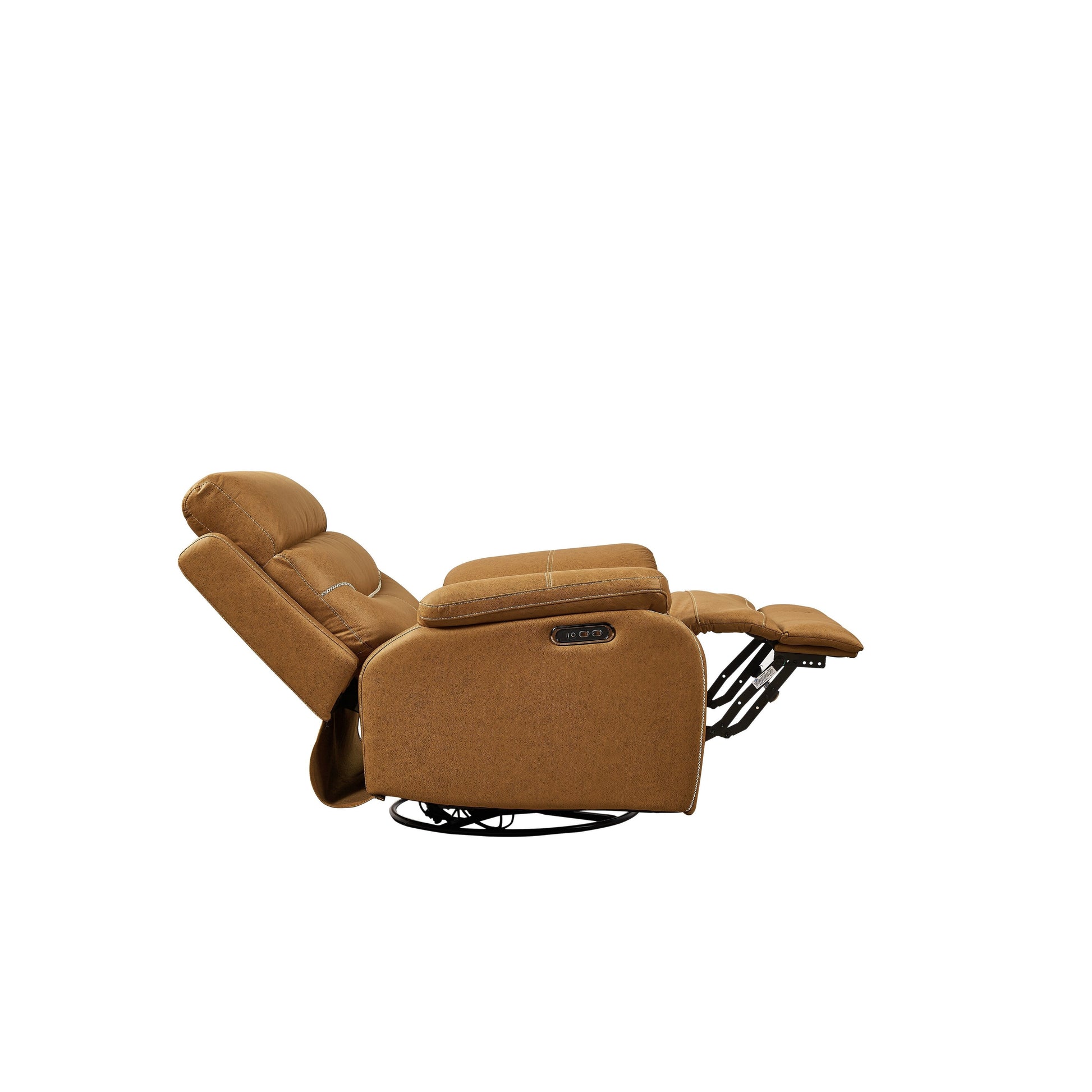 Fauteuil inclinable pivotant à 240° avec double moteur, appuie-tête électrique, positions d'inclinaison infinies, ports de charge USB et repose-pieds.