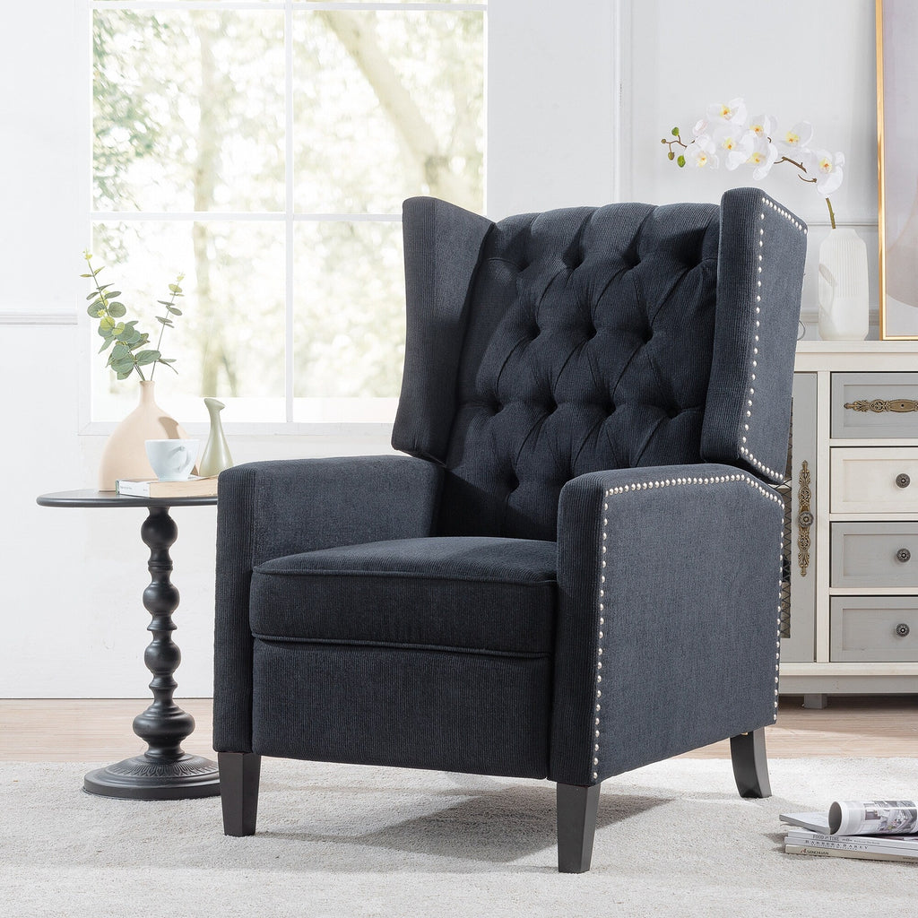 Fauteuil inclinable à dossier fixe en tissu, largeur 27,16 pouces, à commande manuelle.