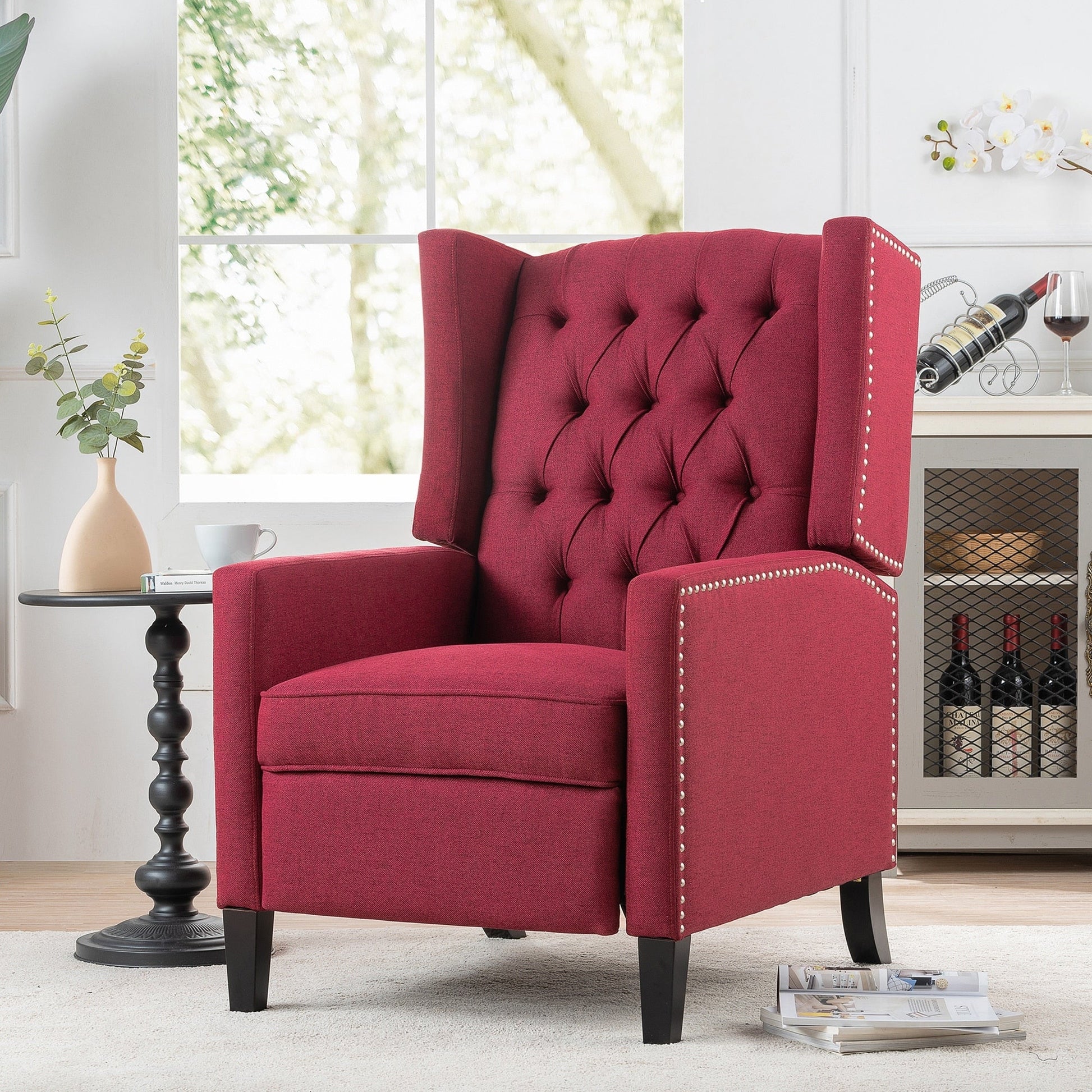 Fauteuil inclinable à dossier fixe en tissu, largeur 27,16 pouces, à commande manuelle.
