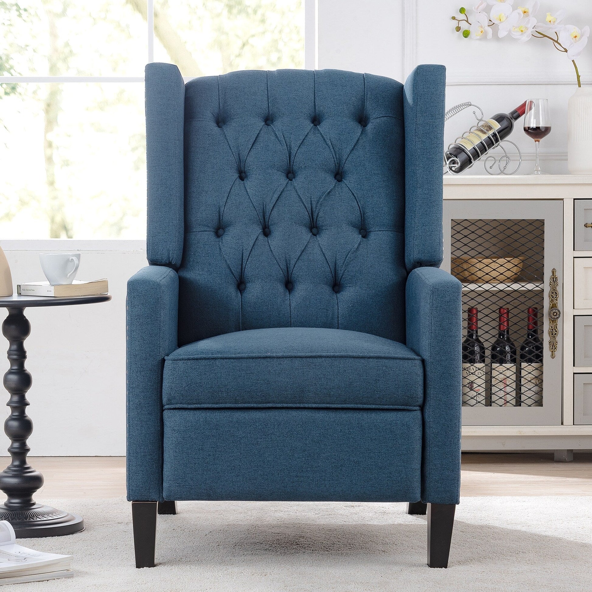 Fauteuil inclinable à dossier fixe en tissu, largeur 27,16 pouces, à commande manuelle.