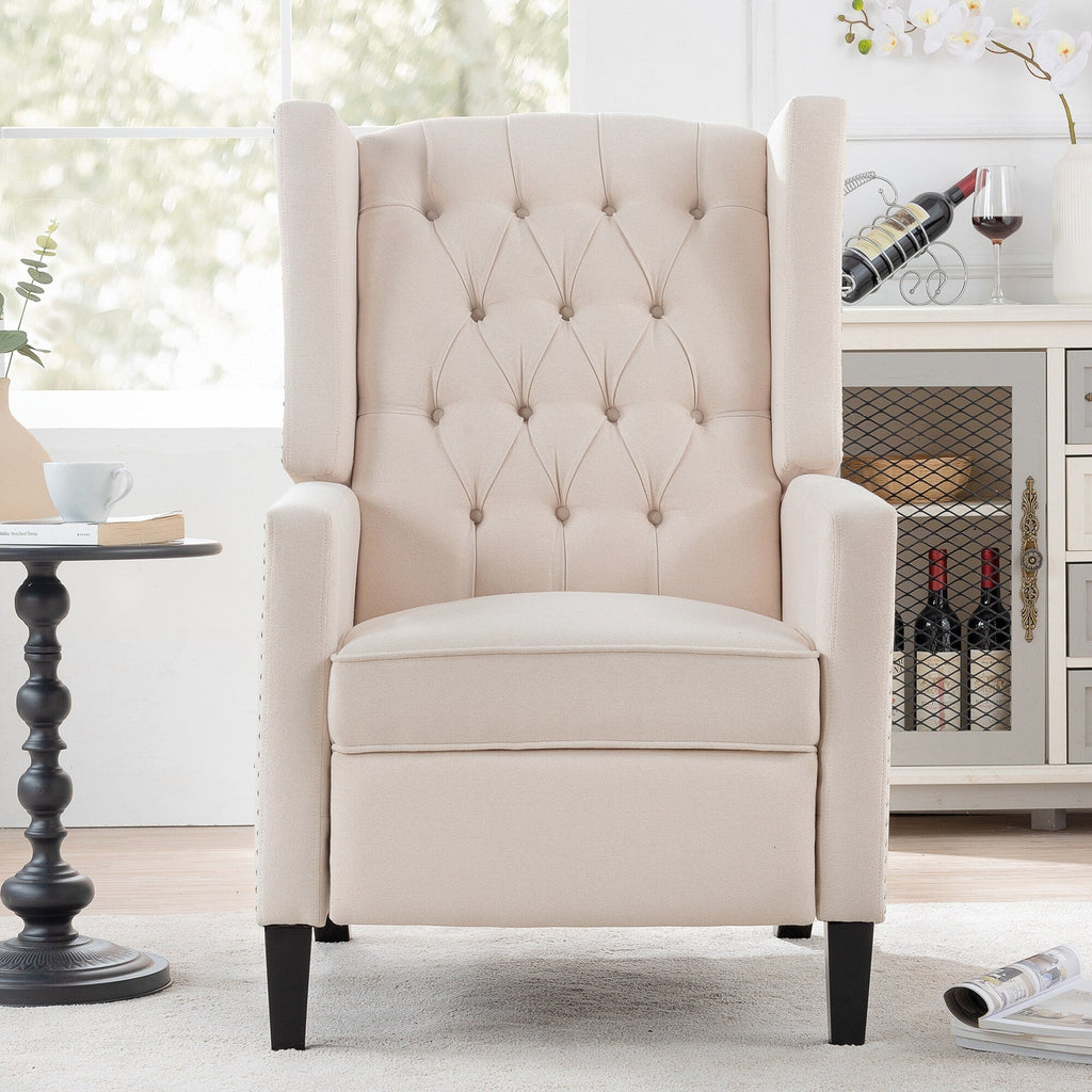 Fauteuil inclinable à dossier fixe en tissu, largeur 27,16 pouces, à commande manuelle.