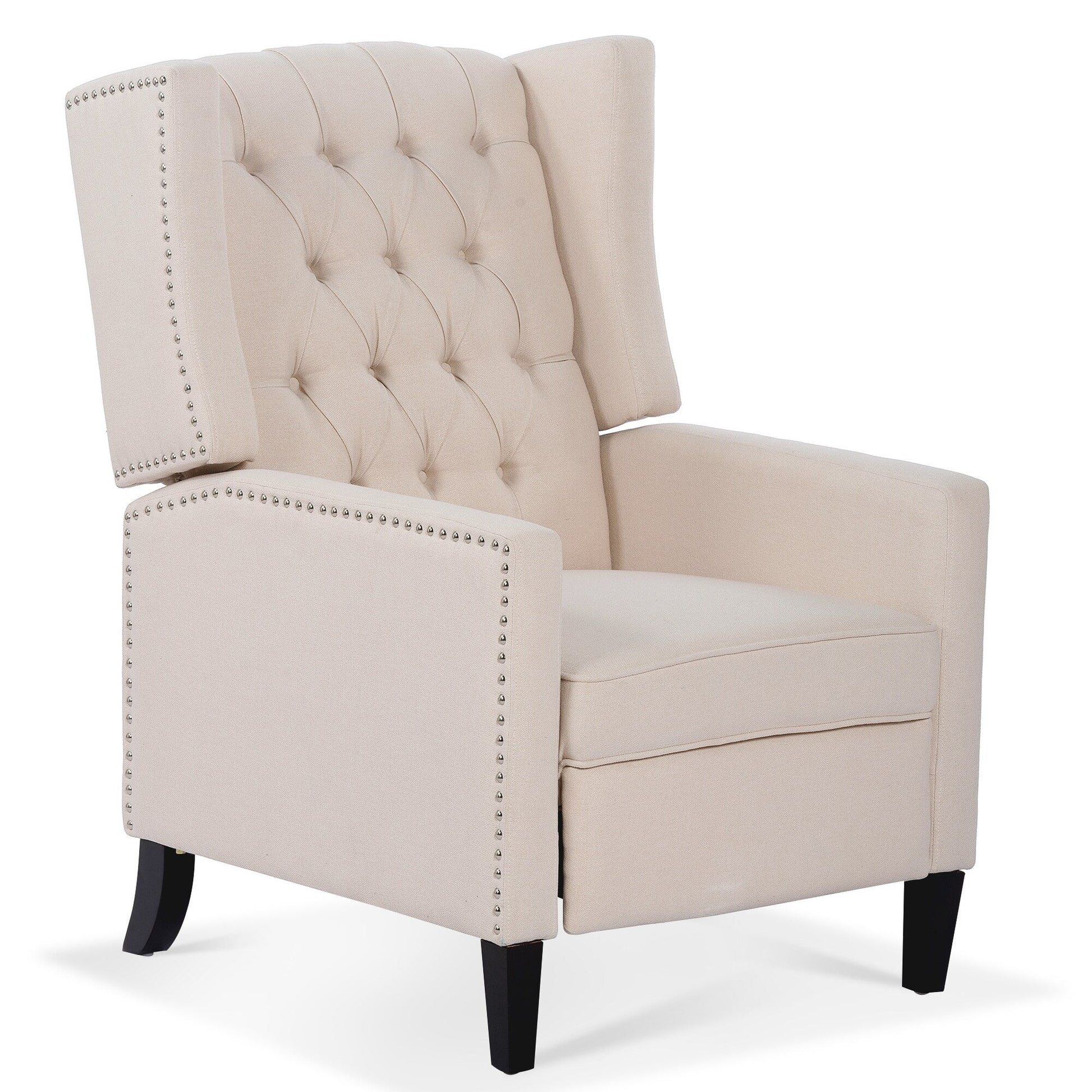 Fauteuil inclinable à dossier fixe en tissu, largeur 27,16 pouces, à commande manuelle.