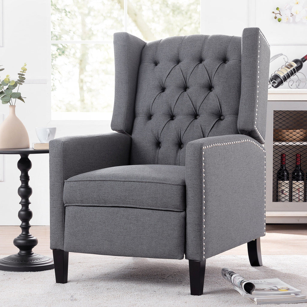Fauteuil inclinable à dossier fixe en tissu, largeur 27,16 pouces, à commande manuelle.