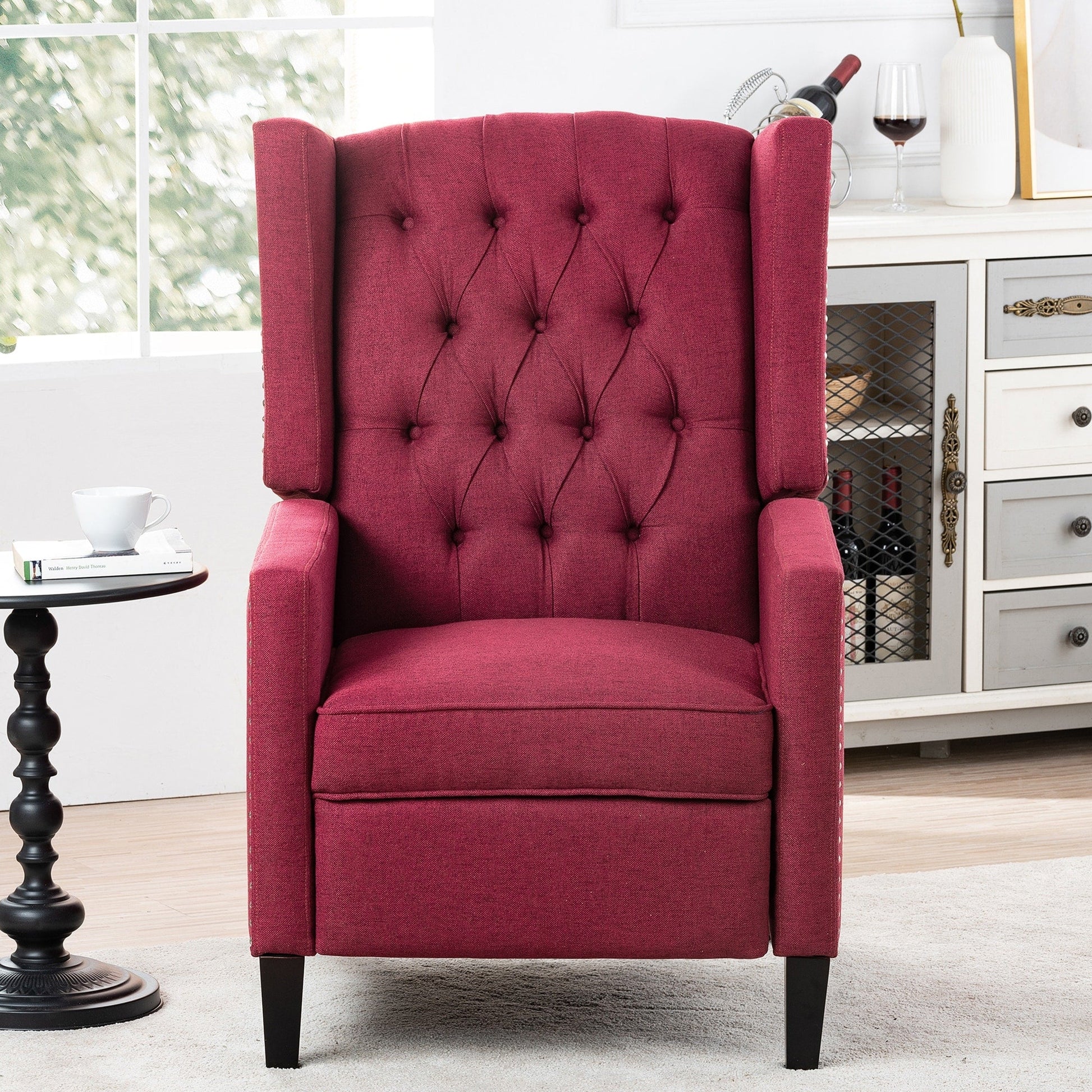 Fauteuil inclinable à dossier fixe en tissu, largeur 27,16 pouces, à commande manuelle.
