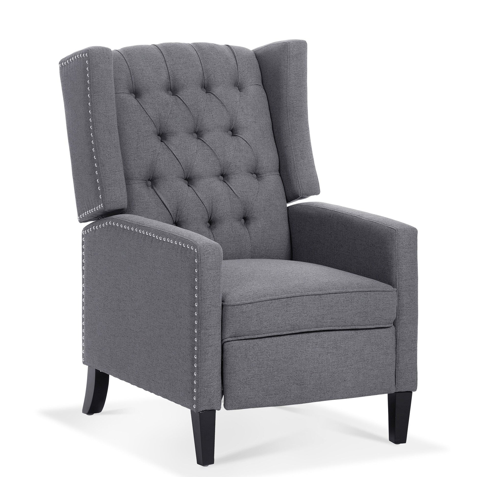 Fauteuil inclinable à dossier fixe en tissu, largeur 27,16 pouces, à commande manuelle.