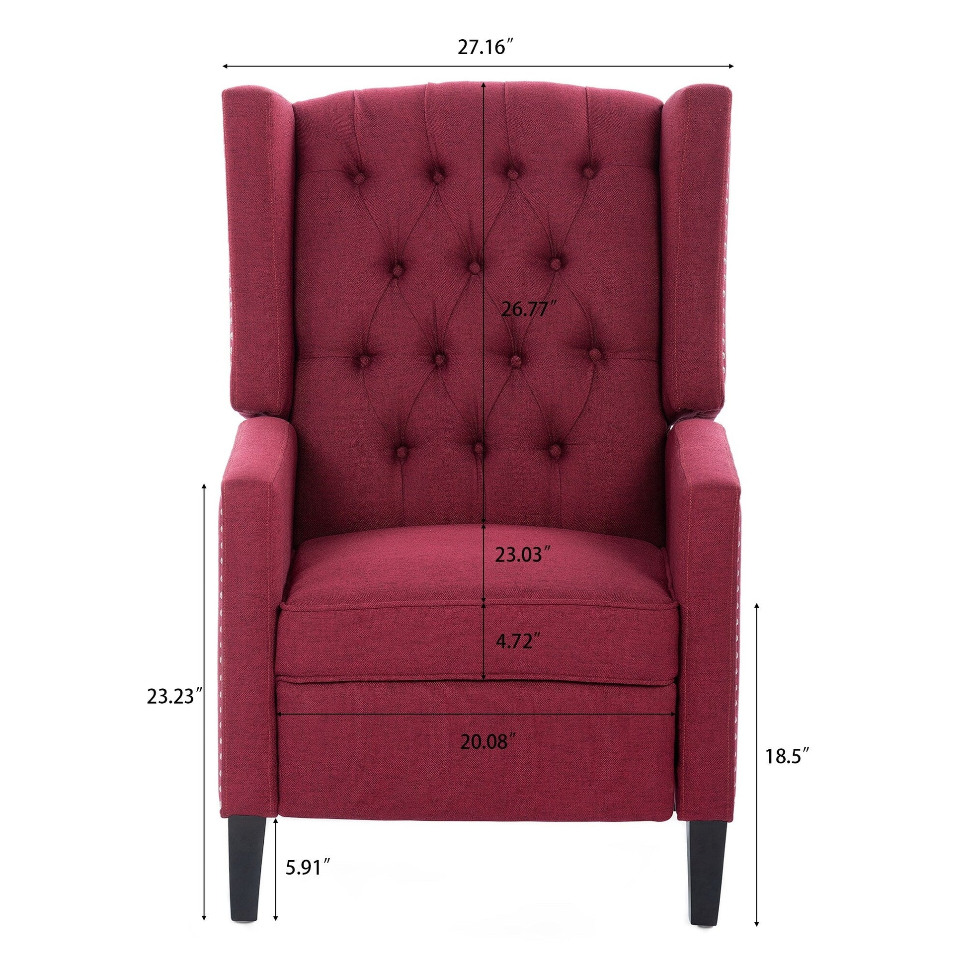 Fauteuil inclinable manuel à accoudoirs de 69 cm de large