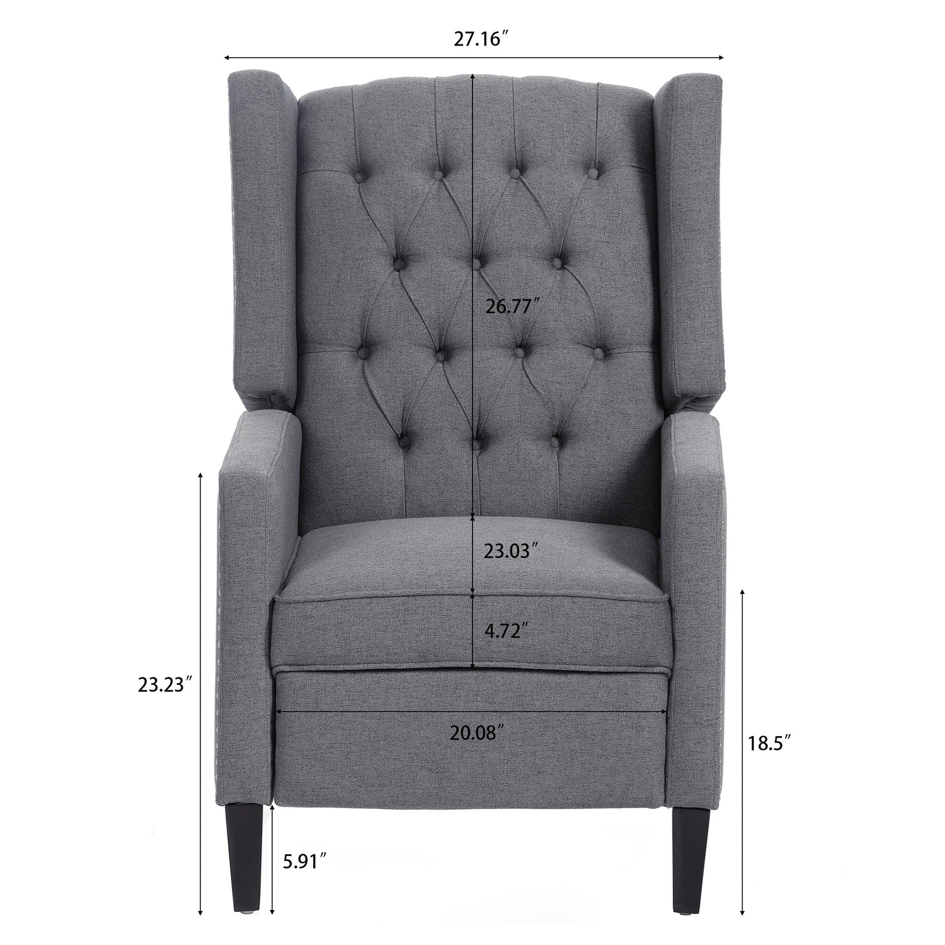 Fauteuil inclinable manuel à accoudoirs de 69 cm de large