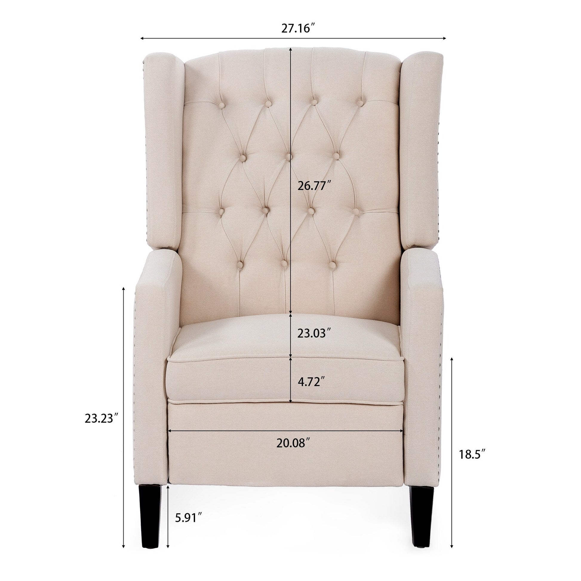 Fauteuil inclinable manuel à accoudoirs de 69 cm de large