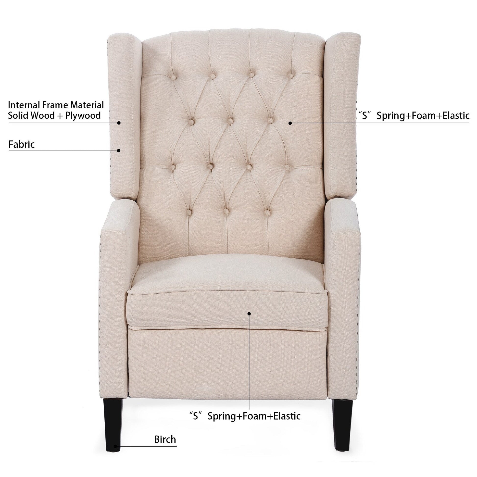 Fauteuil inclinable manuel à accoudoirs de 69 cm de large