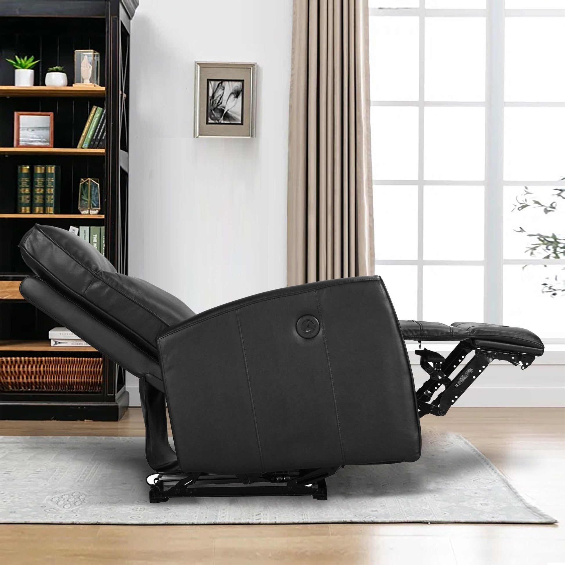 Canapé inclinable électrique en cuir véritable de 69,9 cm de large avec chargeur USB
