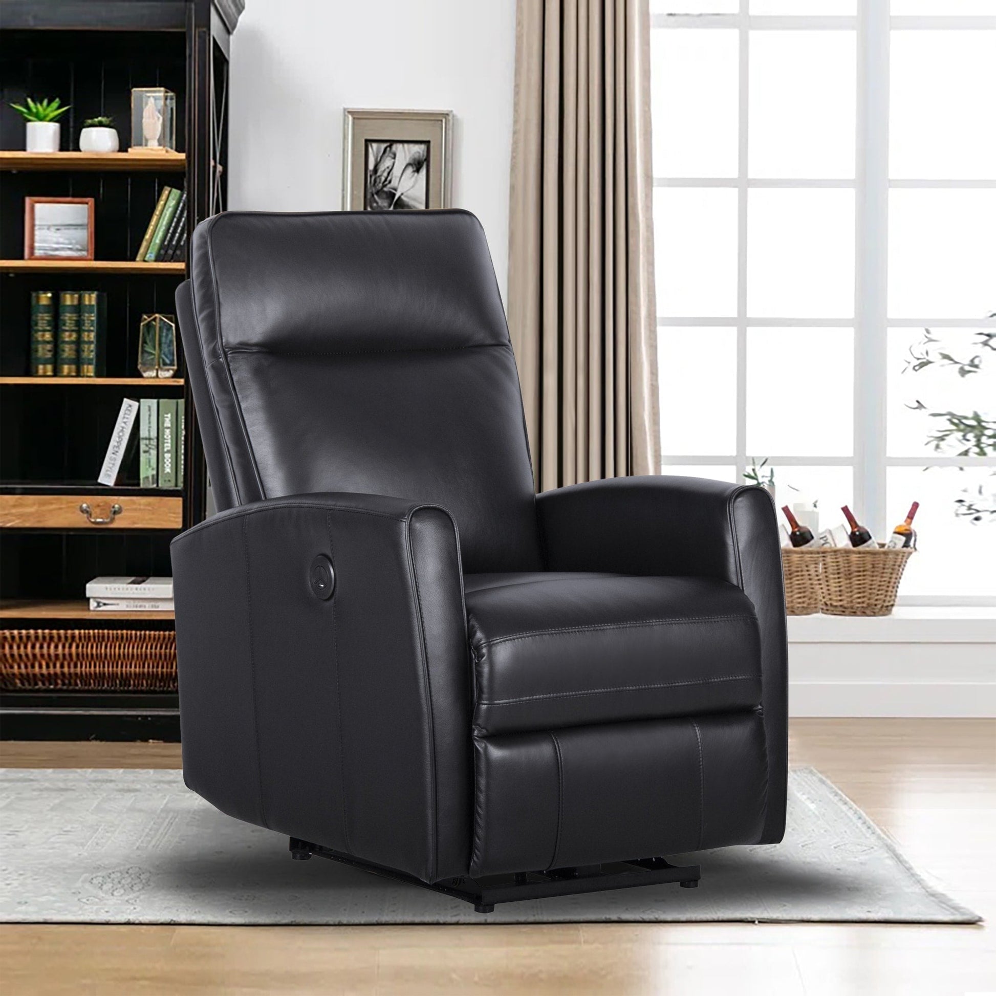 Canapé inclinable électrique en cuir véritable de 69,9 cm de large avec chargeur USB