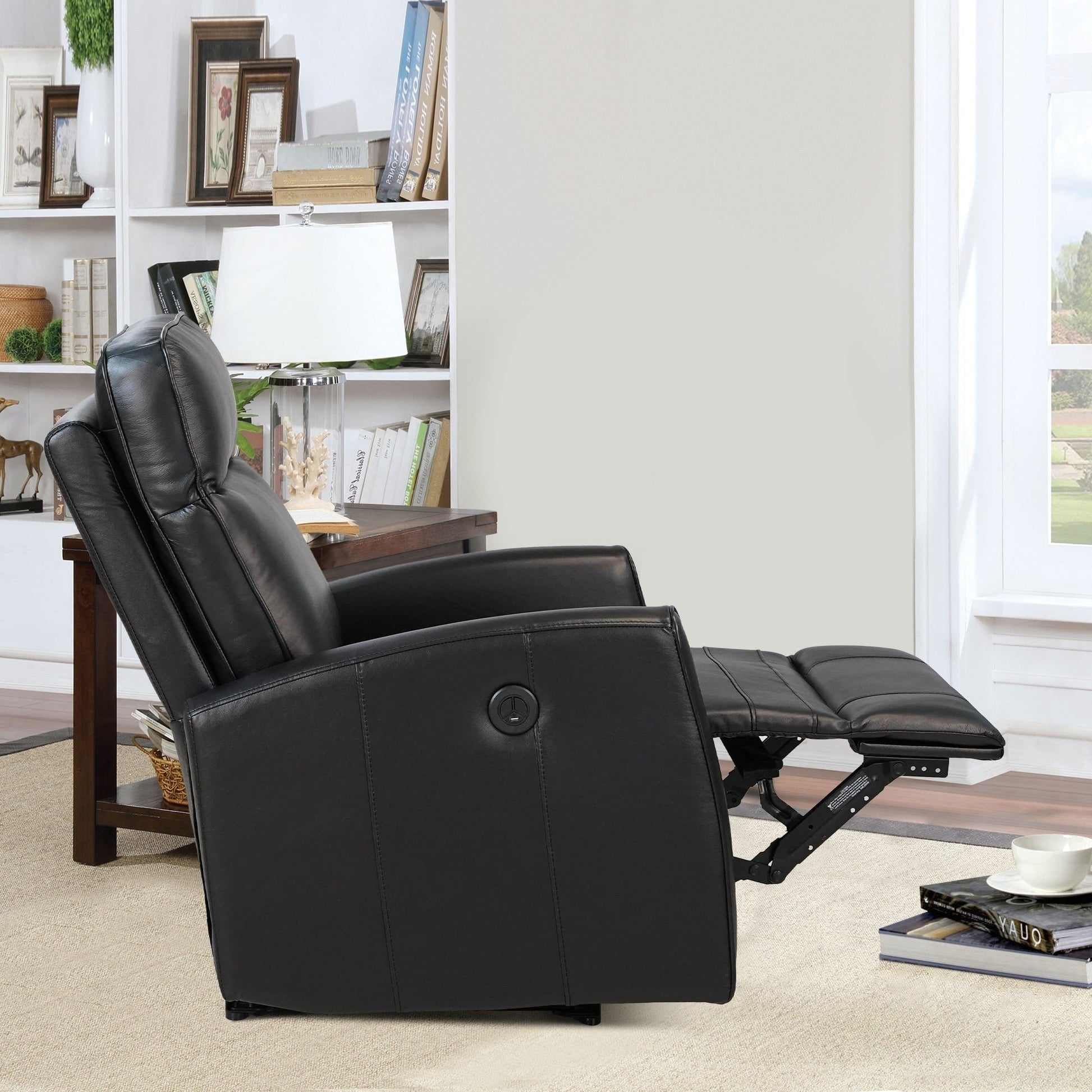Canapé inclinable électrique en cuir véritable de 69,9 cm de large avec chargeur USB
