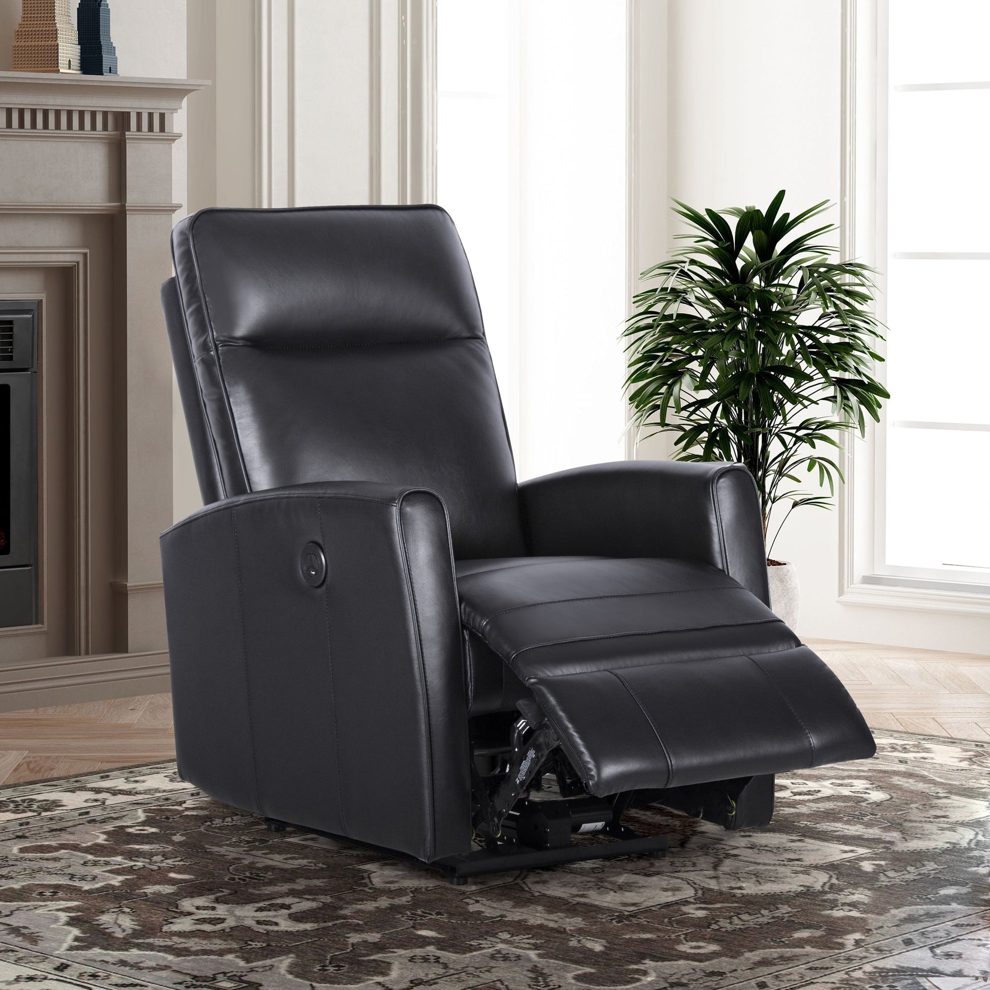 Canapé inclinable électrique en cuir véritable de 69,9 cm de large avec chargeur USB