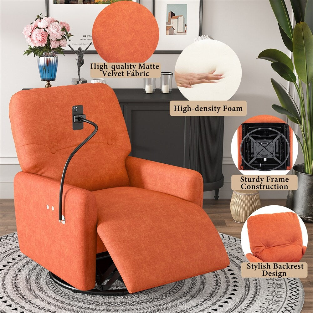 Fauteuil inclinable électrique pivotant à 270 degrés avec porte-téléphone