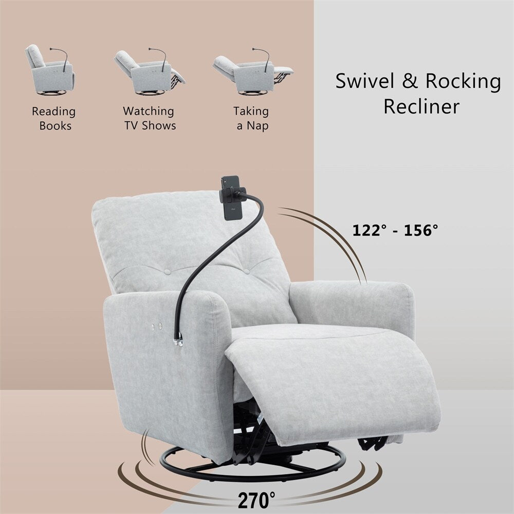 Fauteuil inclinable électrique pivotant à 270 degrés avec porte-téléphone