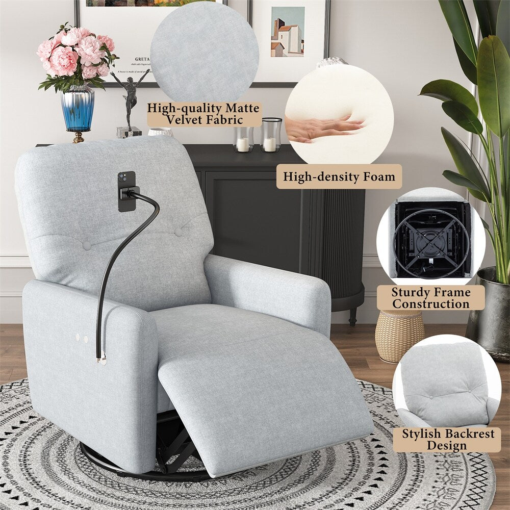 Fauteuil inclinable électrique pivotant à 270 degrés avec porte-téléphone
