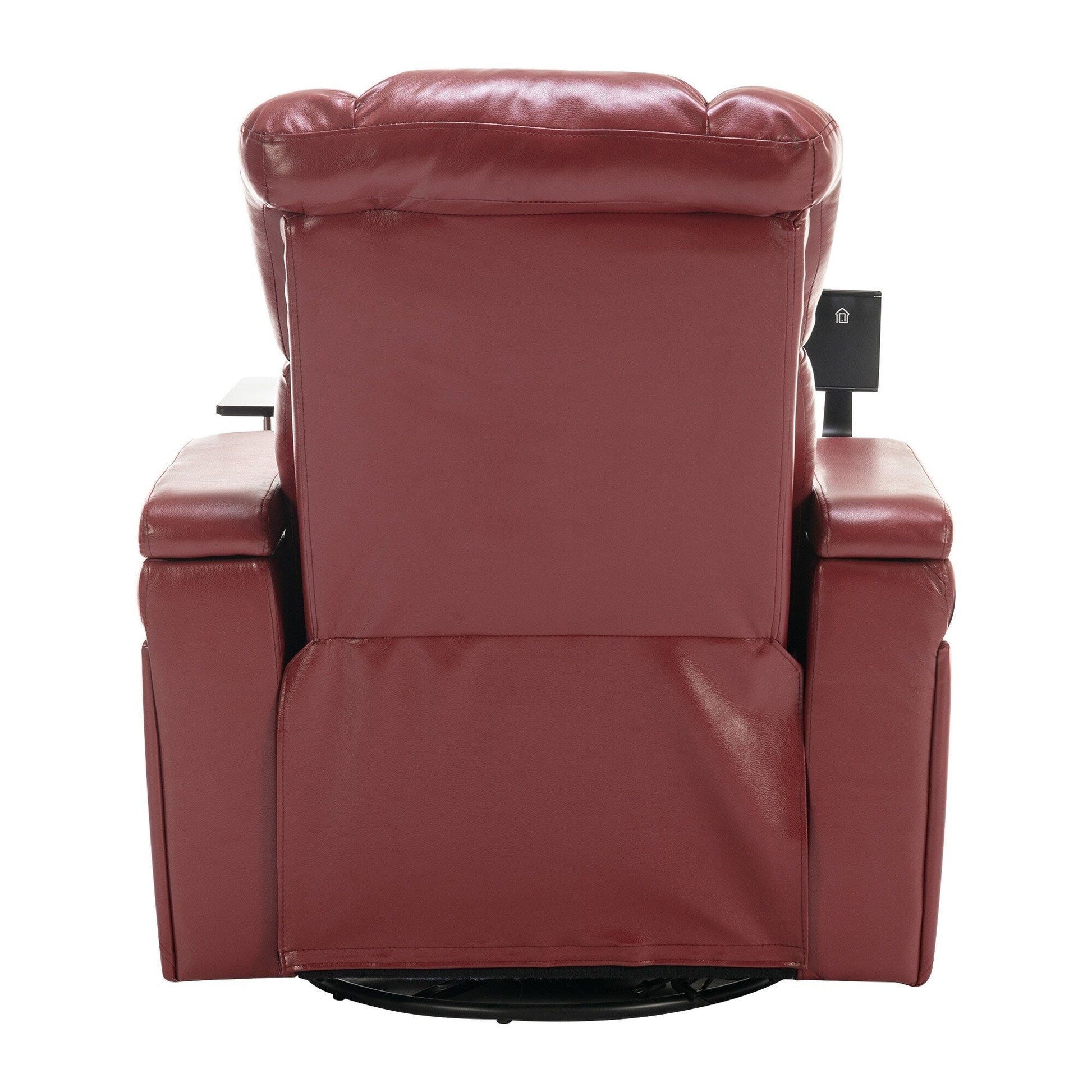 Fauteuil inclinable électrique en cuir PU pivotant à 270 degrés, siège individuel pour home cinéma avec dossier confortable et plateau.