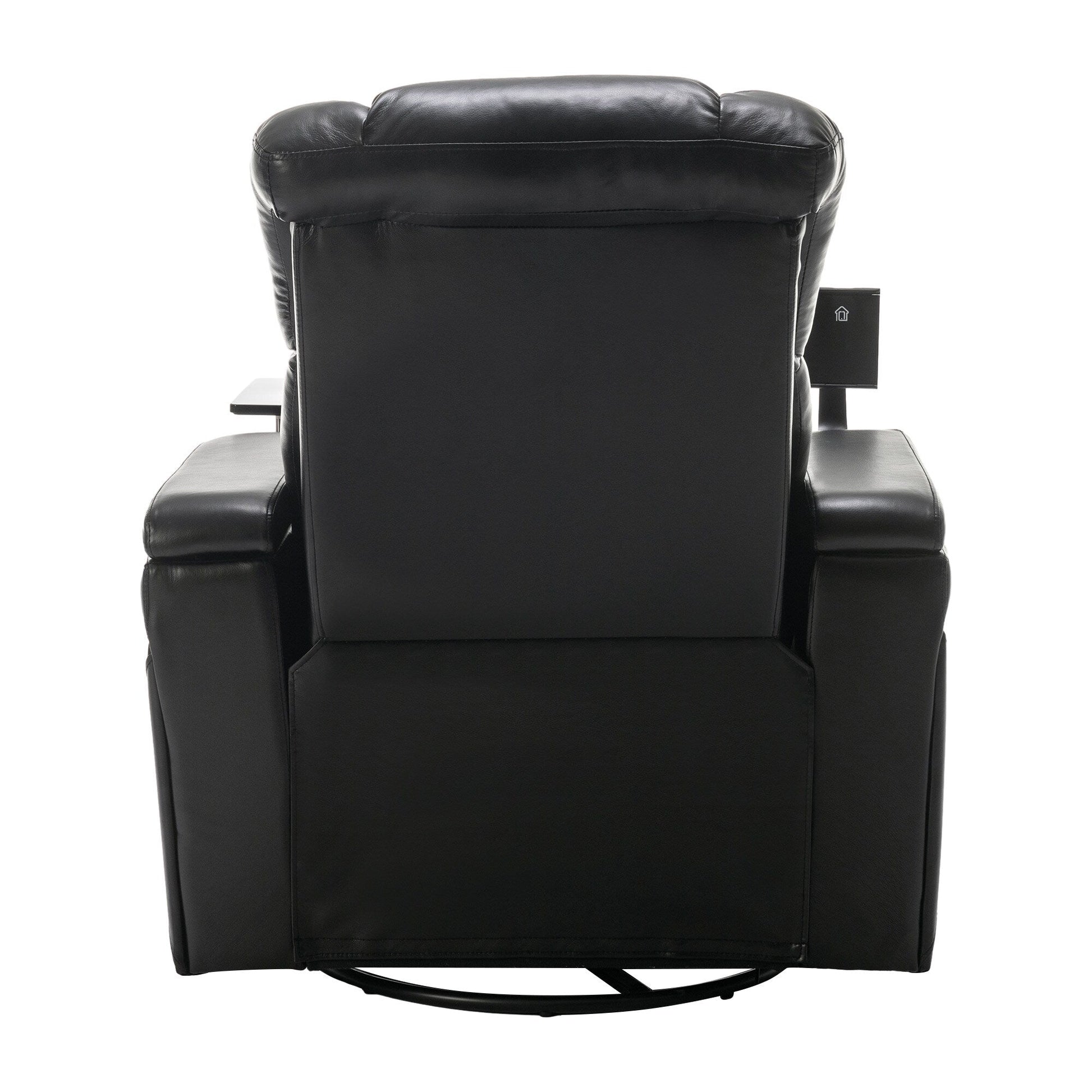 Fauteuil inclinable électrique en cuir PU pivotant à 270 degrés, siège individuel pour home cinéma avec dossier confortable et plateau.