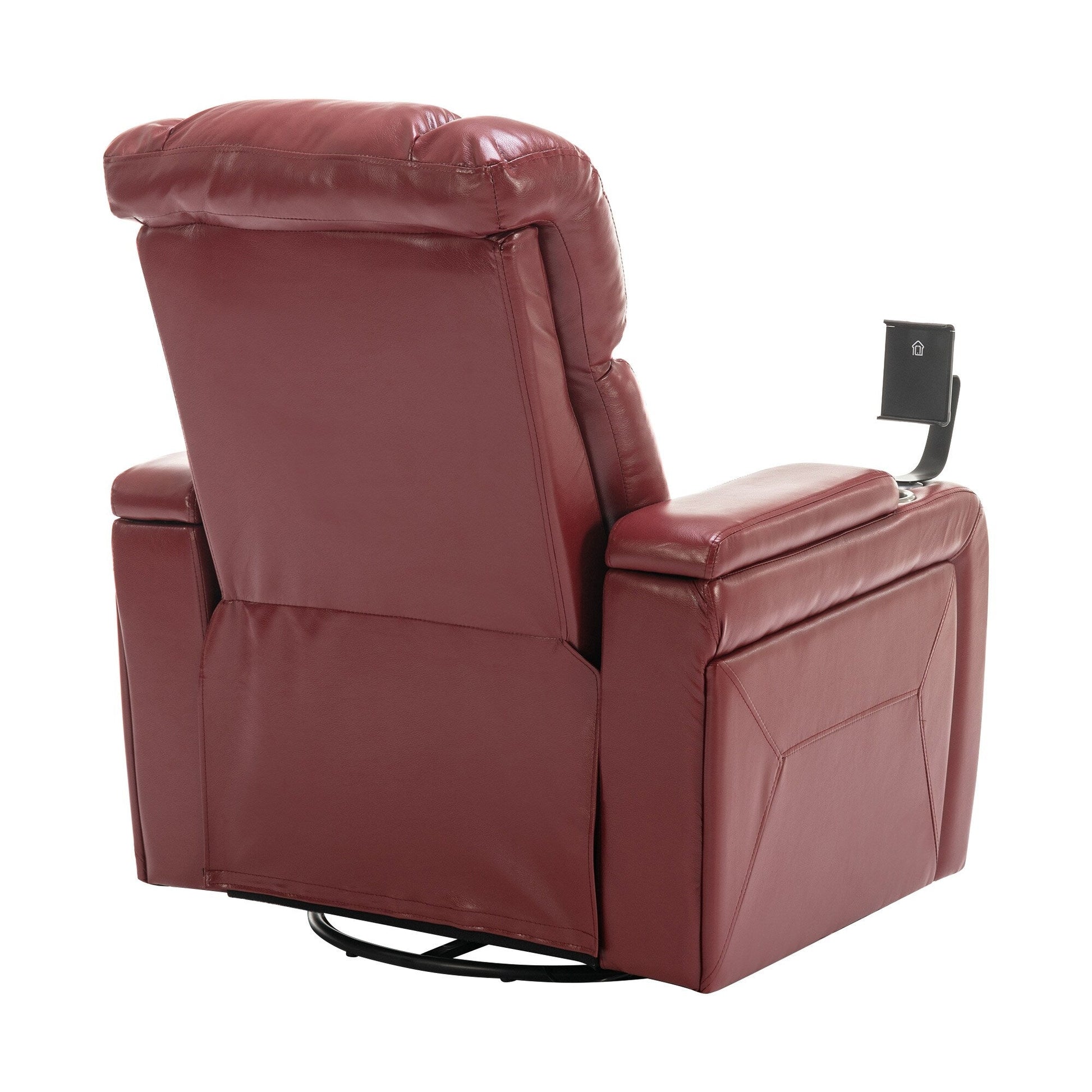 Fauteuil inclinable électrique en cuir PU pivotant à 270 degrés, siège individuel pour home cinéma avec dossier confortable et plateau.