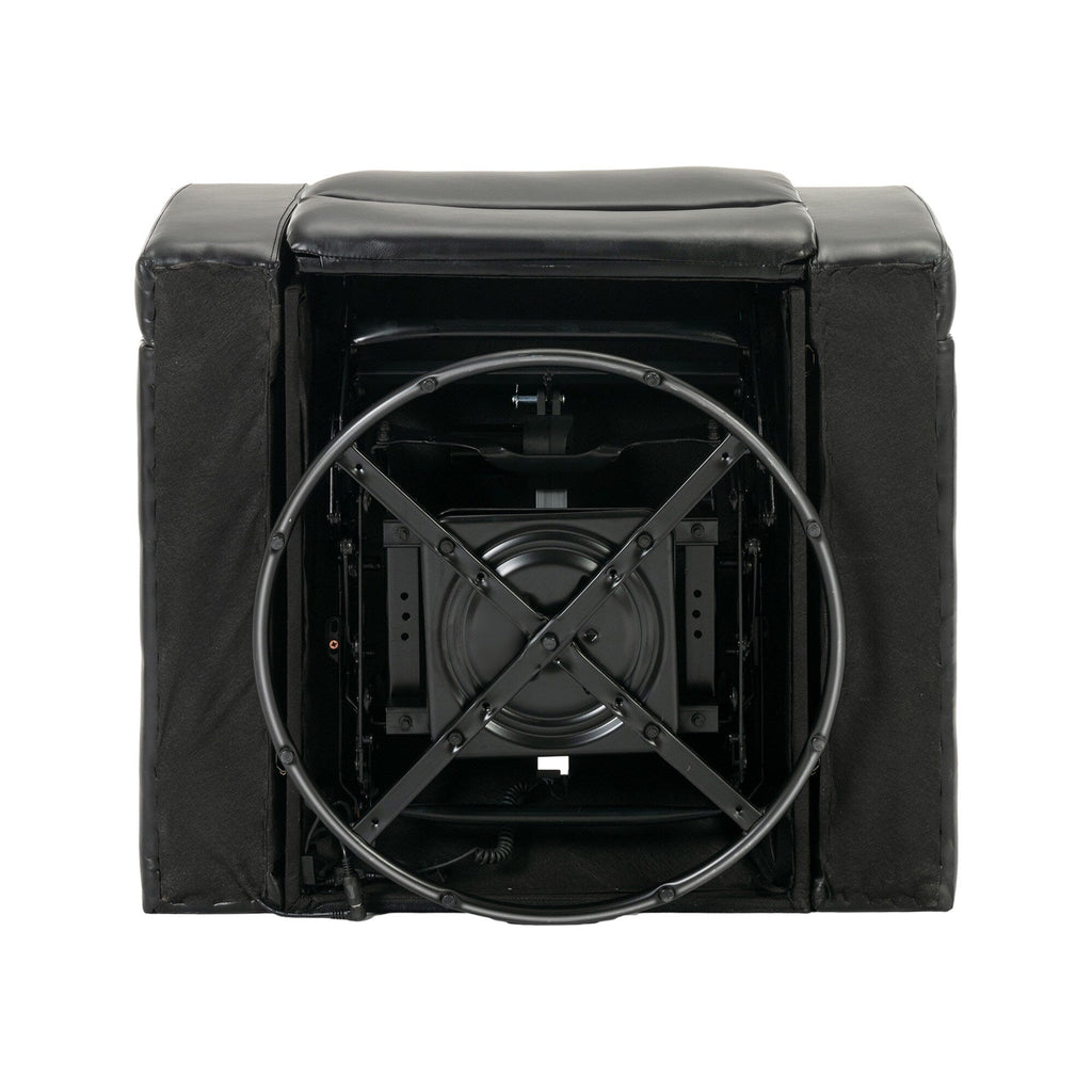 Fauteuil inclinable électrique en cuir PU pivotant à 270 degrés, siège individuel pour home cinéma avec dossier confortable et plateau.