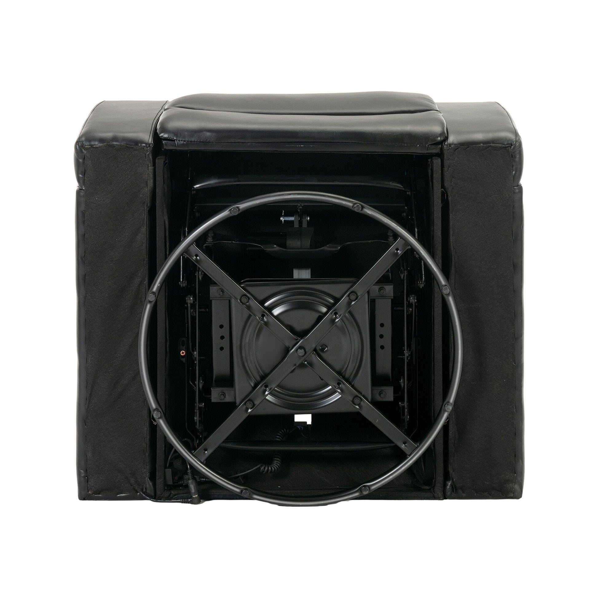 Fauteuil inclinable électrique en cuir PU pivotant à 270 degrés, siège individuel pour home cinéma avec dossier confortable et plateau.