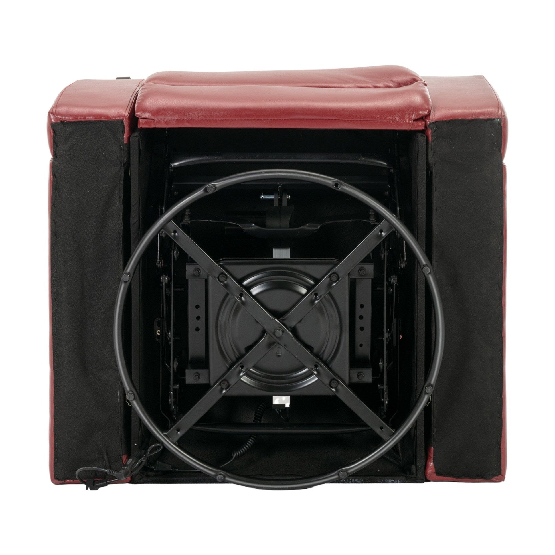 Fauteuil inclinable électrique en cuir PU pivotant à 270 degrés, siège individuel pour home cinéma avec dossier confortable et plateau.
