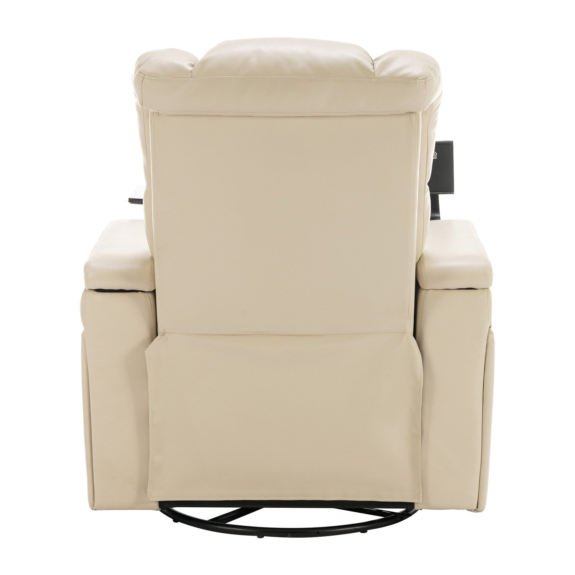 Fauteuil inclinable électrique en cuir PU pivotant à 270 degrés, siège individuel pour home cinéma avec dossier confortable et plateau.