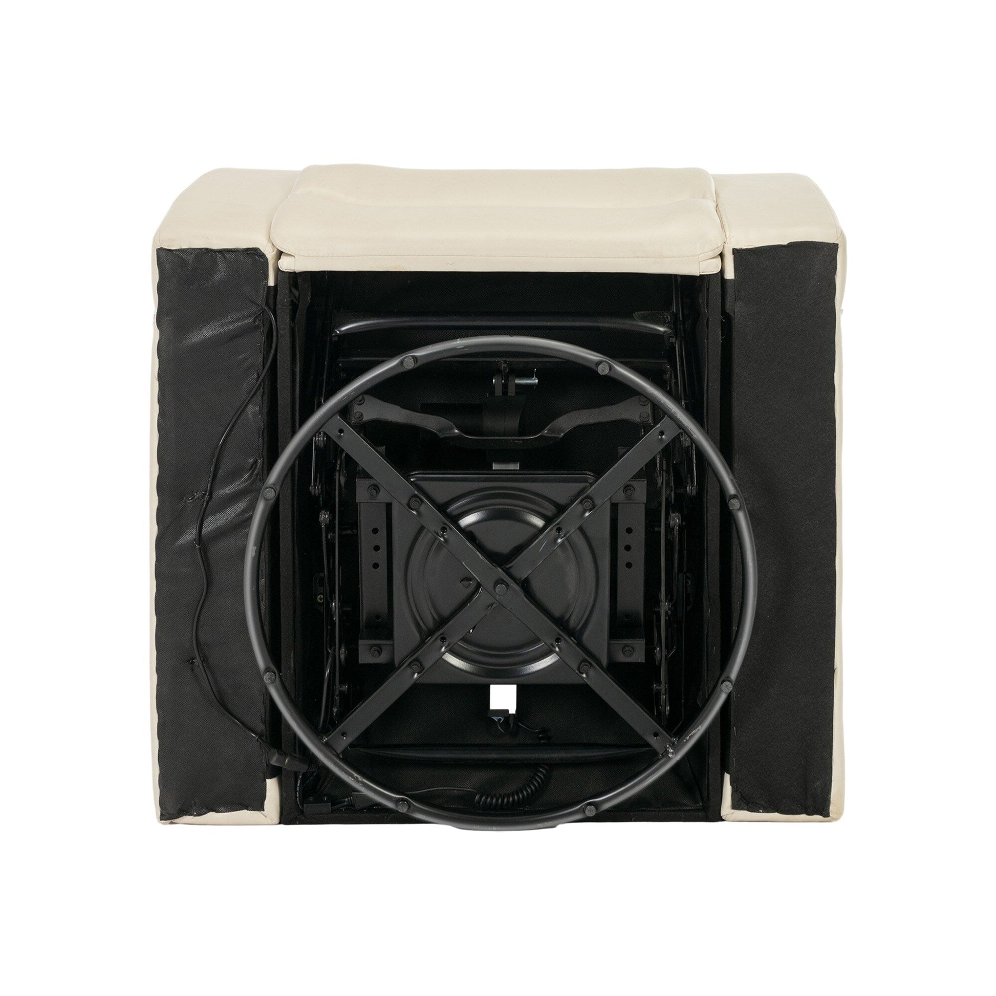 Fauteuil inclinable électrique en cuir PU pivotant à 270 degrés, siège individuel pour home cinéma avec dossier confortable et plateau.