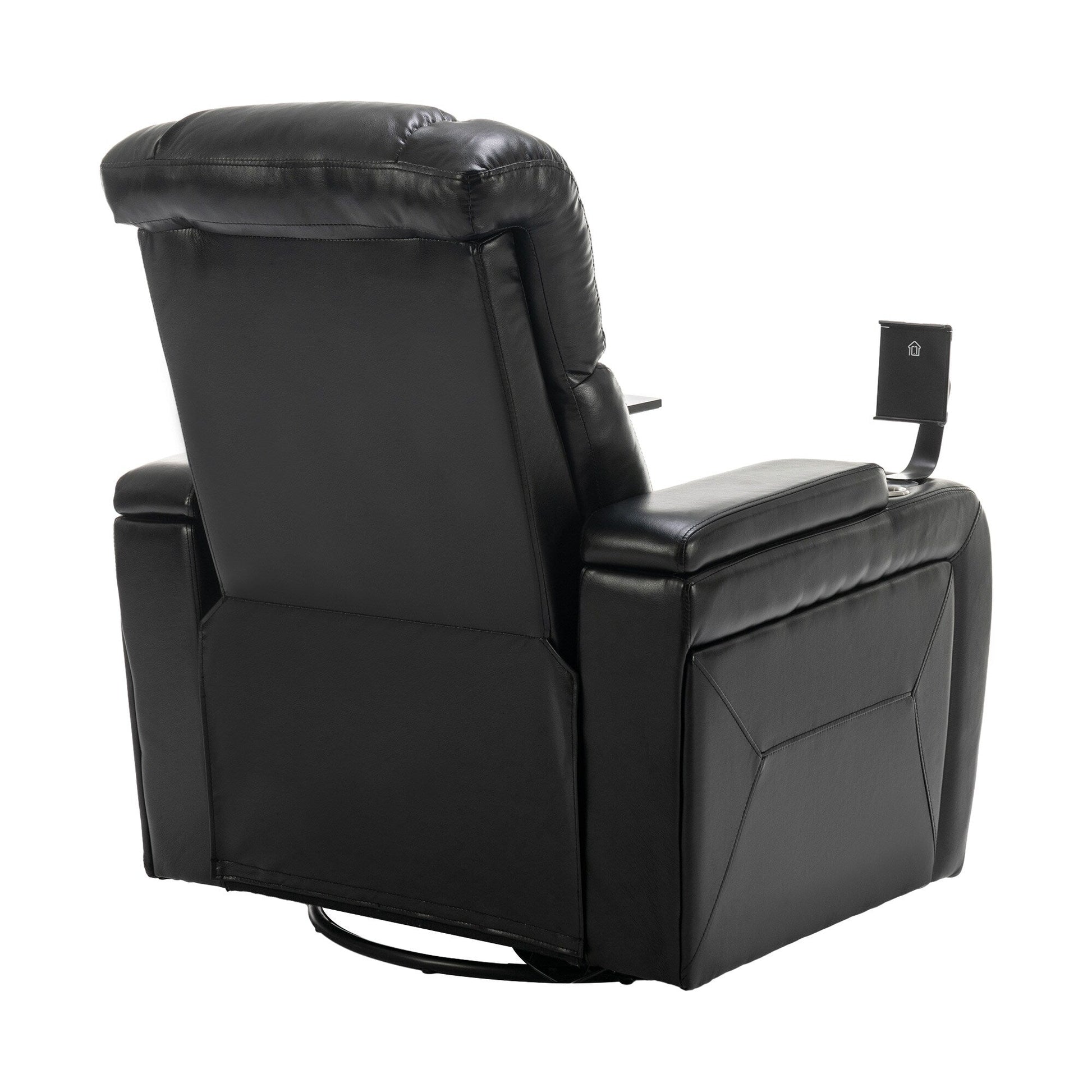 Fauteuil inclinable électrique en cuir PU pivotant à 270 degrés, siège individuel pour home cinéma avec dossier confortable et plateau.
